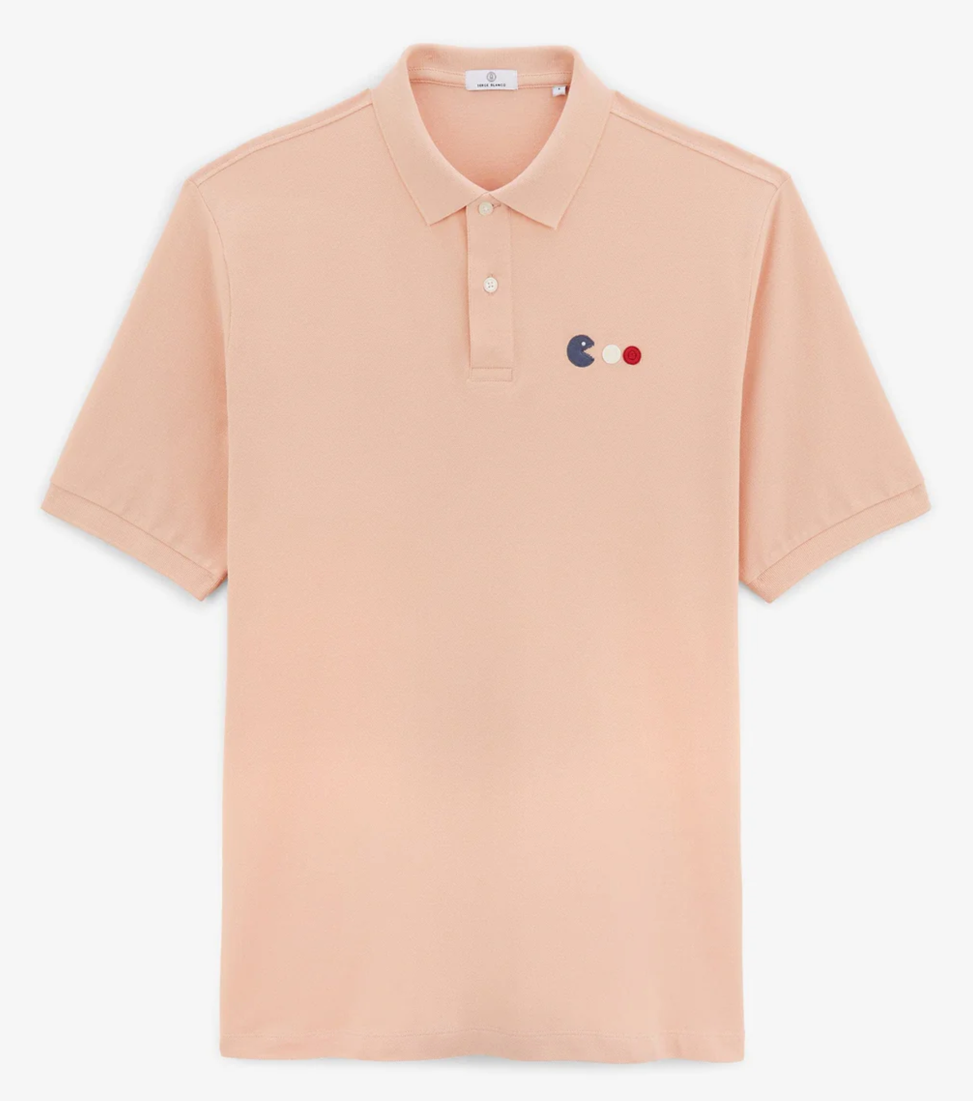 Lorys pique short-sleeved polo shirt with pink skin arcade embroidery