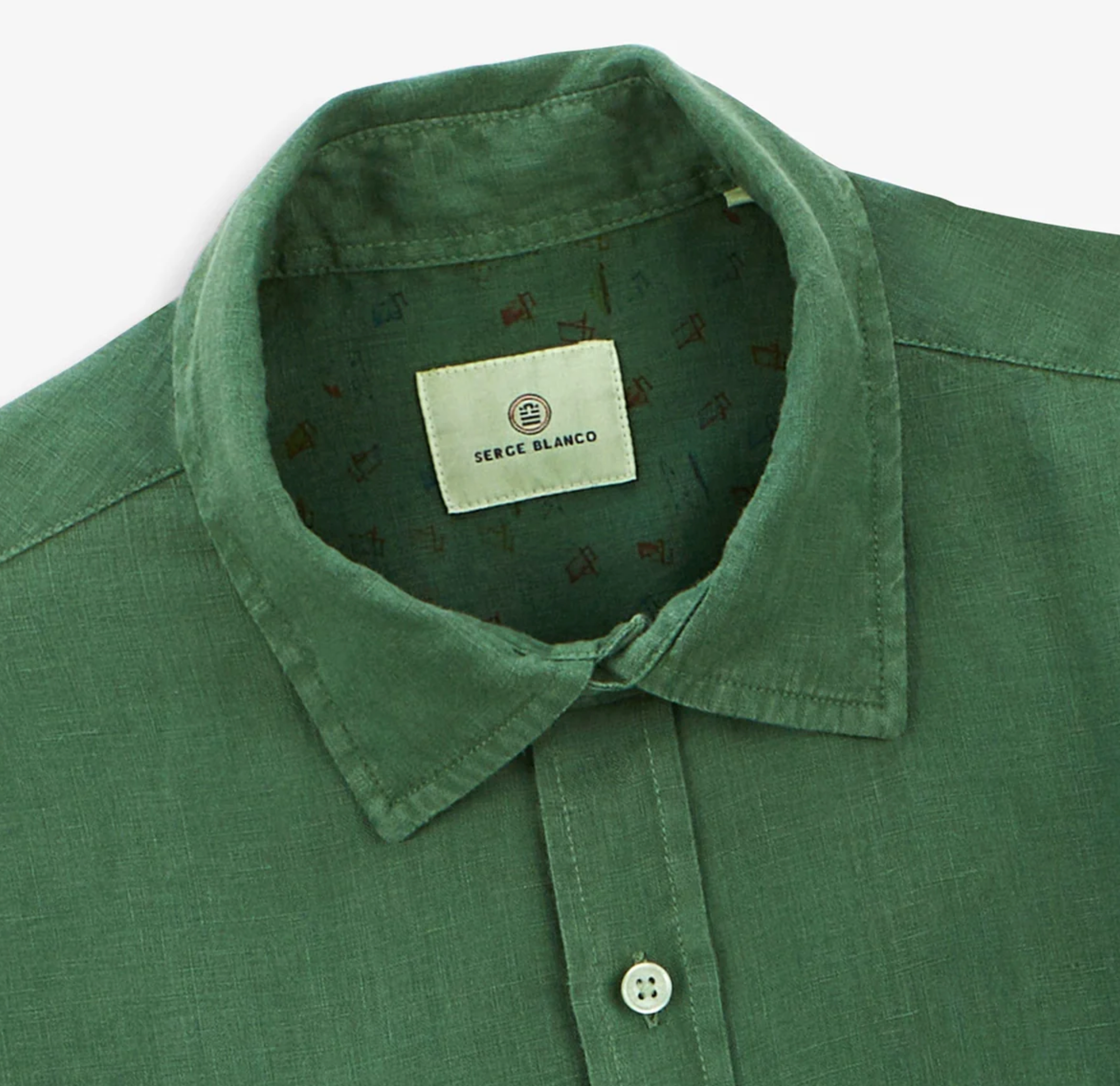 Charles short-sleeved shirt in mint green linen