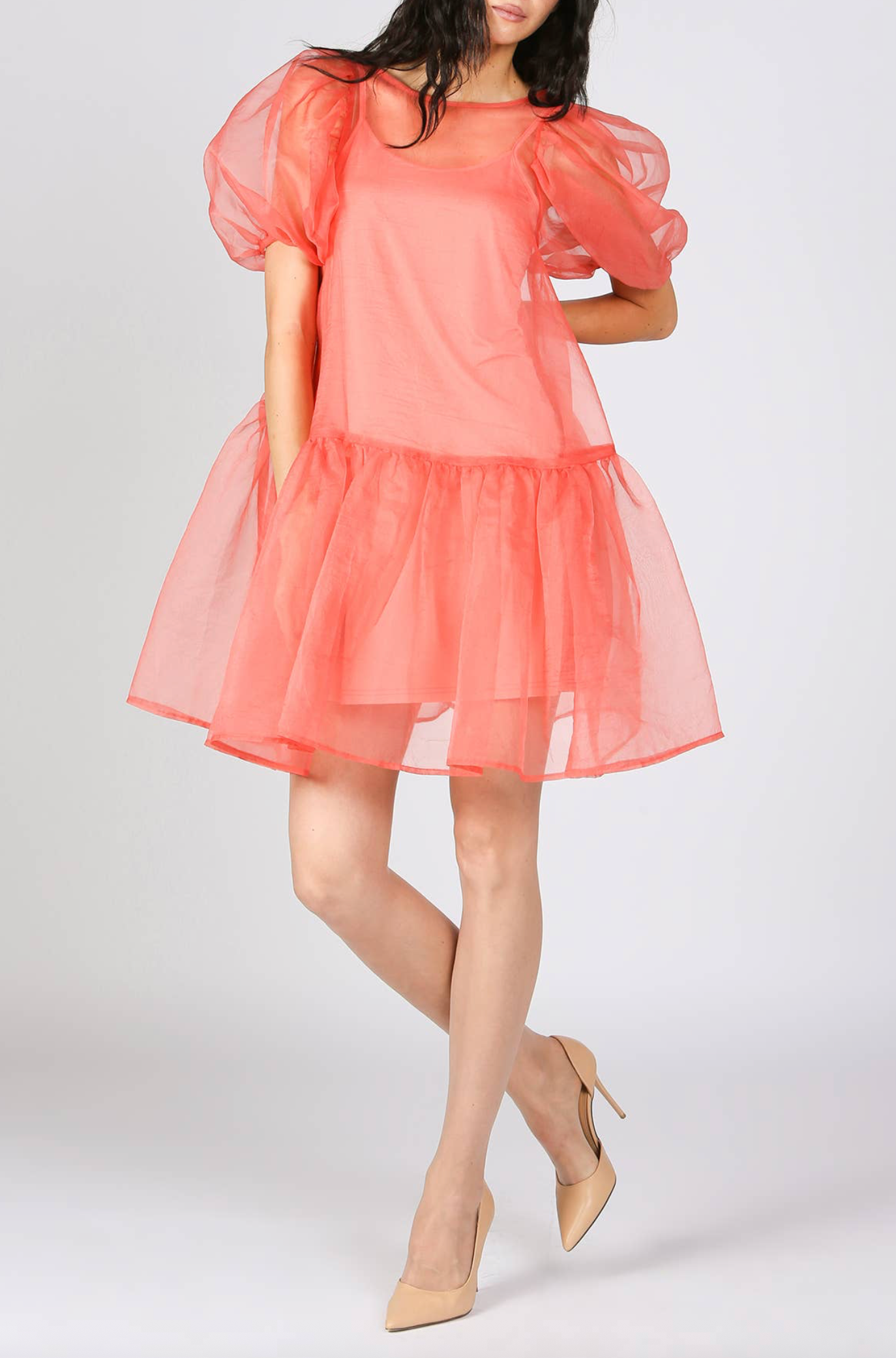 organza slip dress Organza Mini Dress with Inner Slip