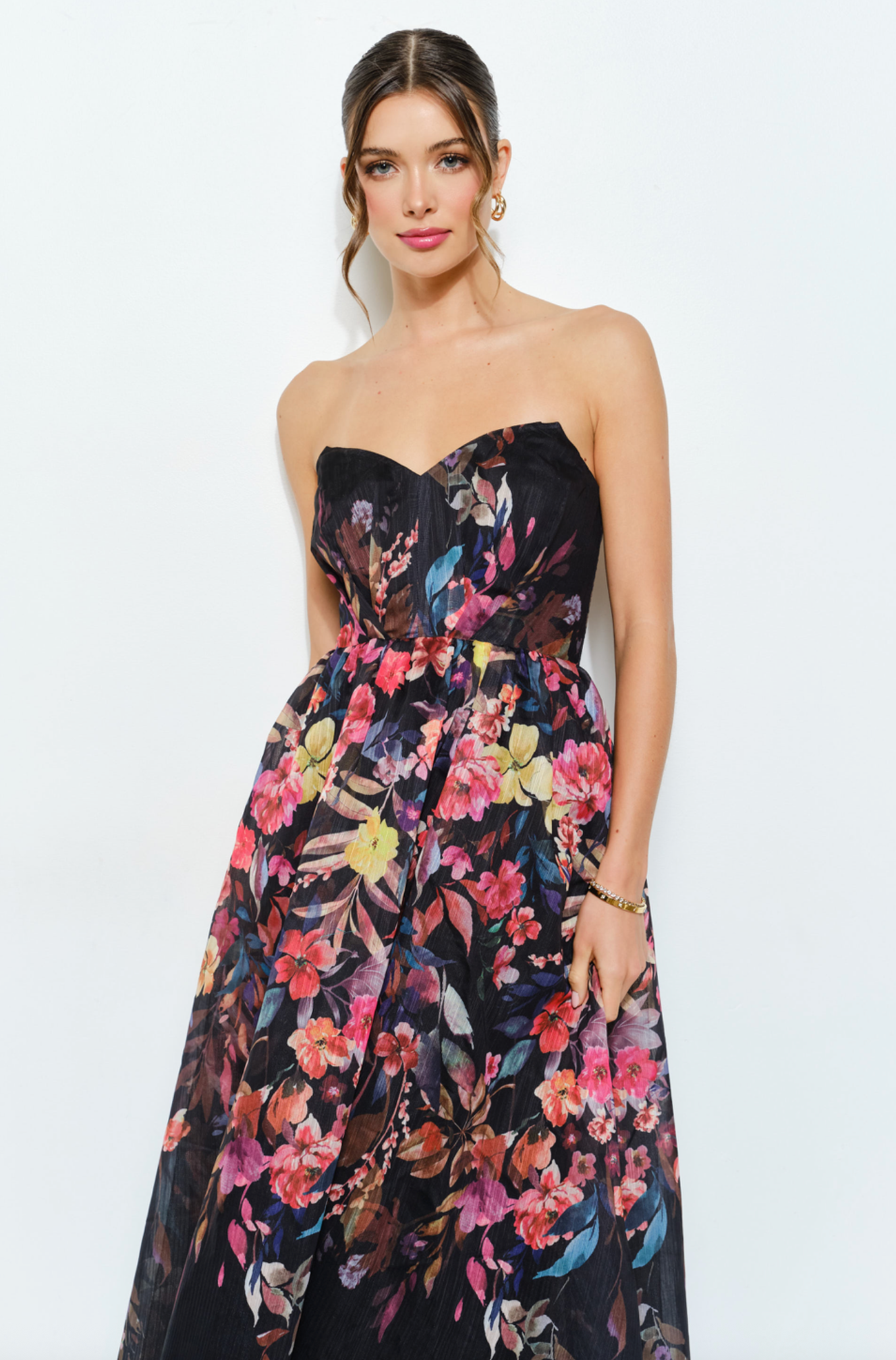 Sweetheart Strapless Floral Dress