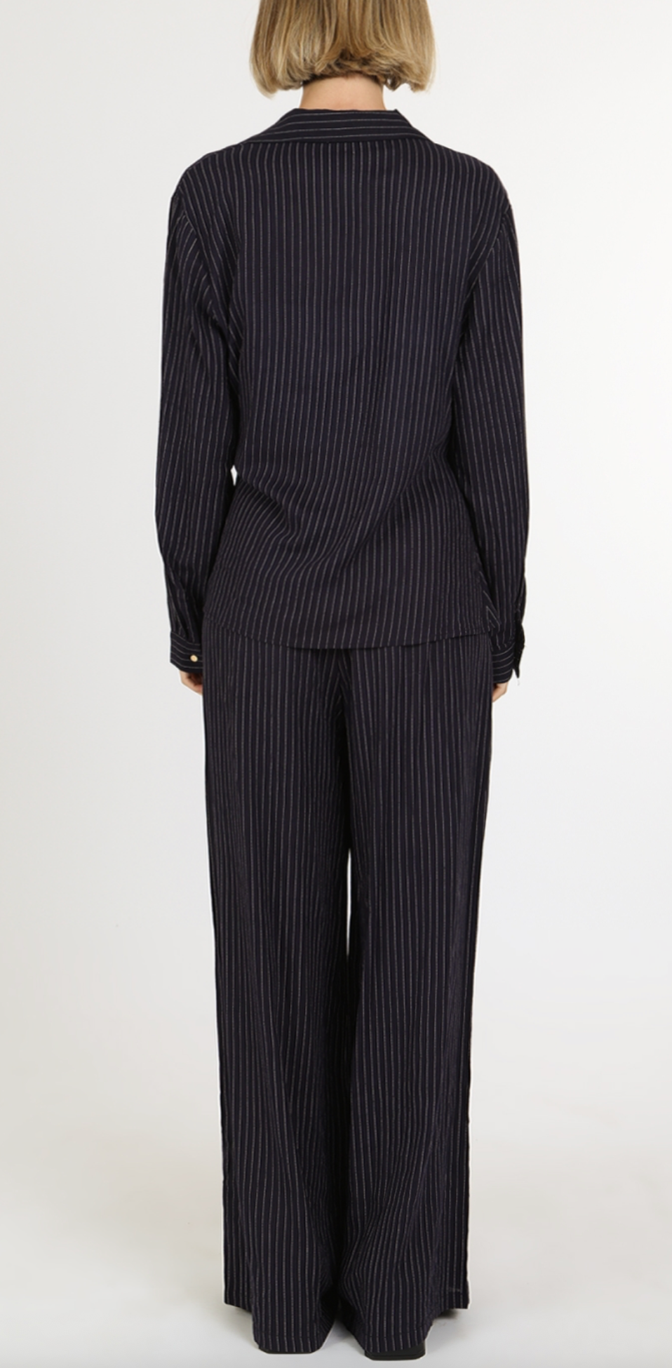 Pin Striped Linen Style Tunic Wrap & Pants Set QC6051