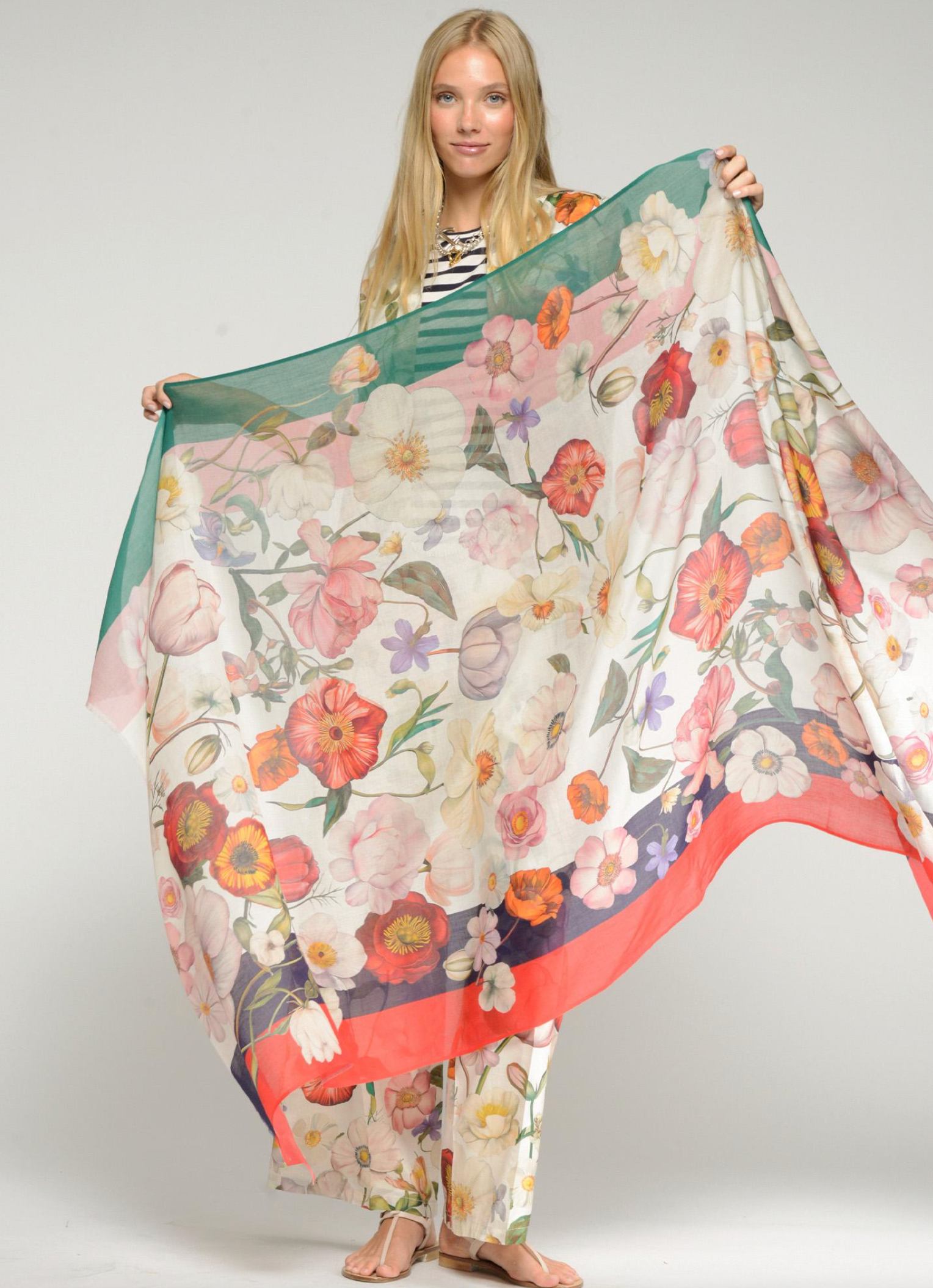MULTICOLORED FLORAL PRINTED SCARF