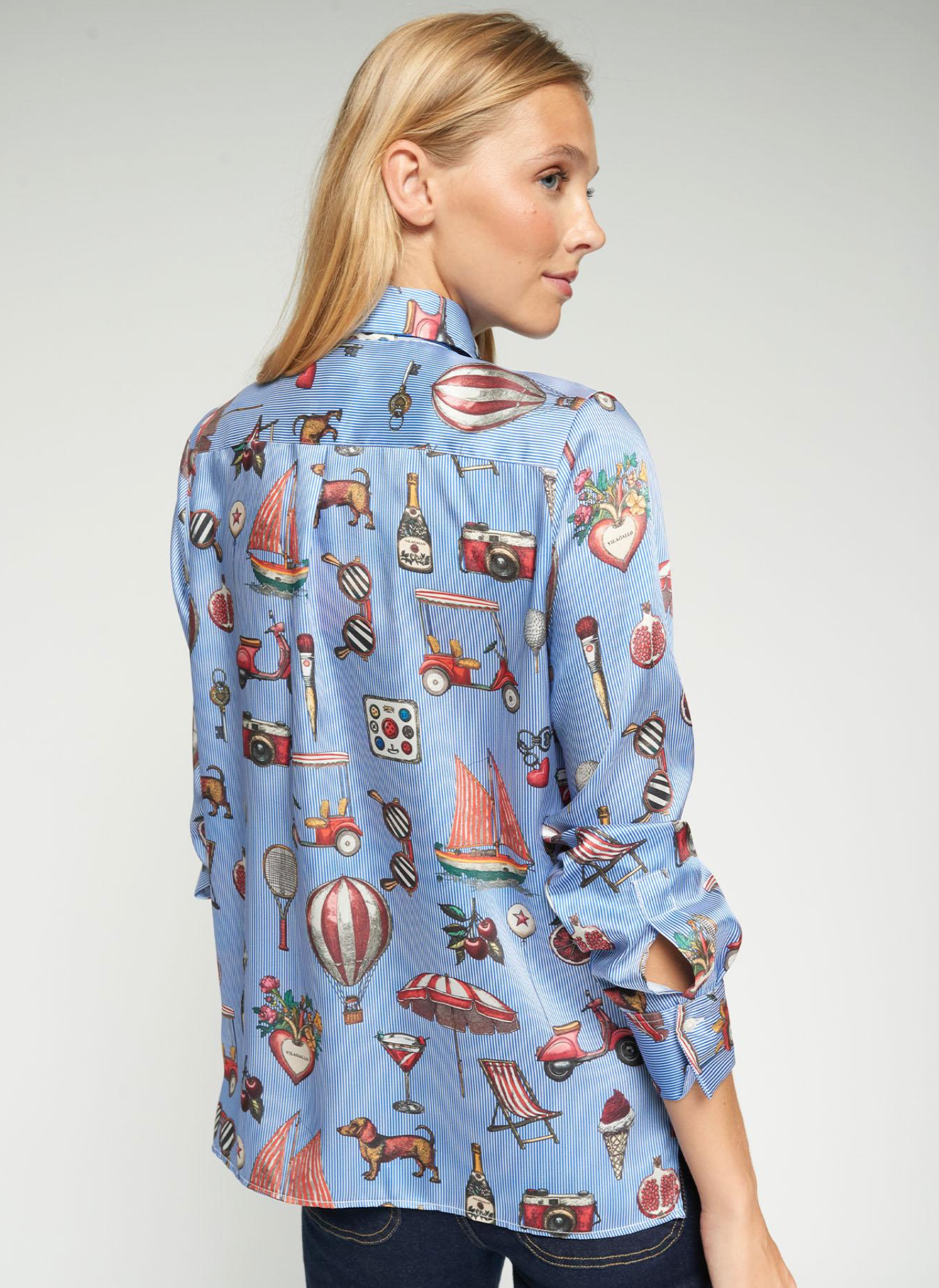 VINTAGE PRINTED BLUE SHIRT