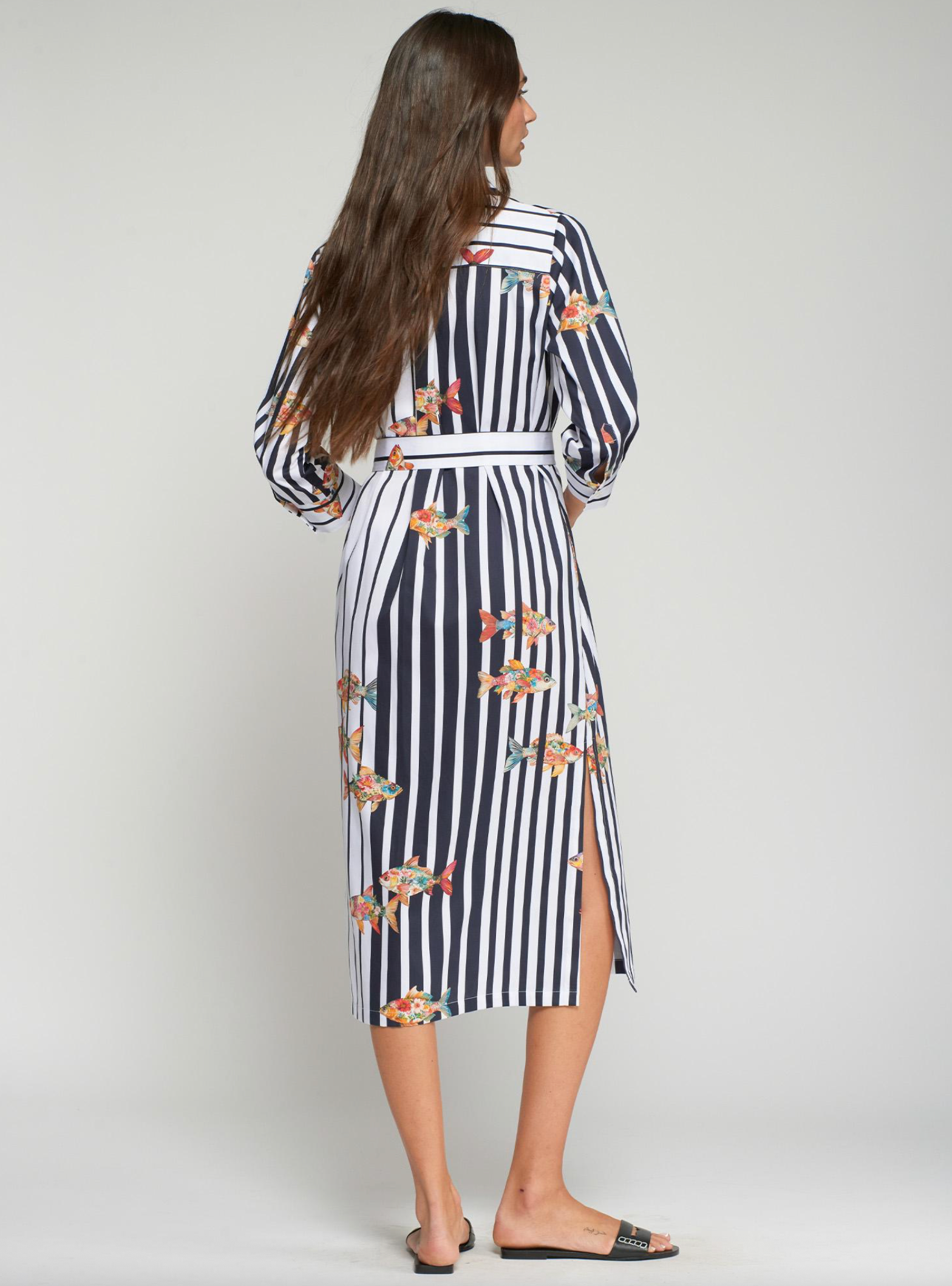 STRIPED FISH SHIRT DRESS