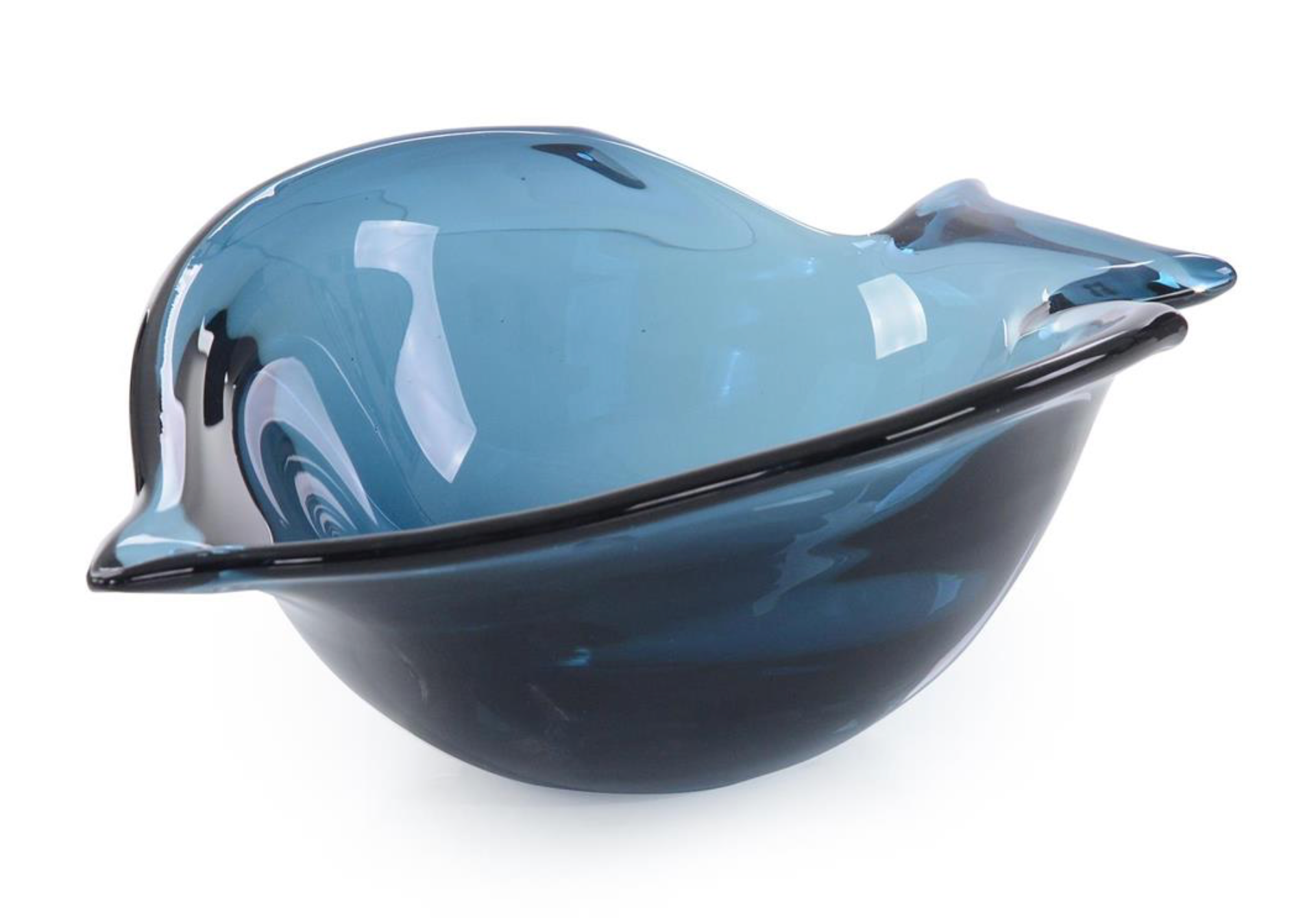 HANDBLOWN ABSTRACT SAPPHIRE GLASS BOWL II