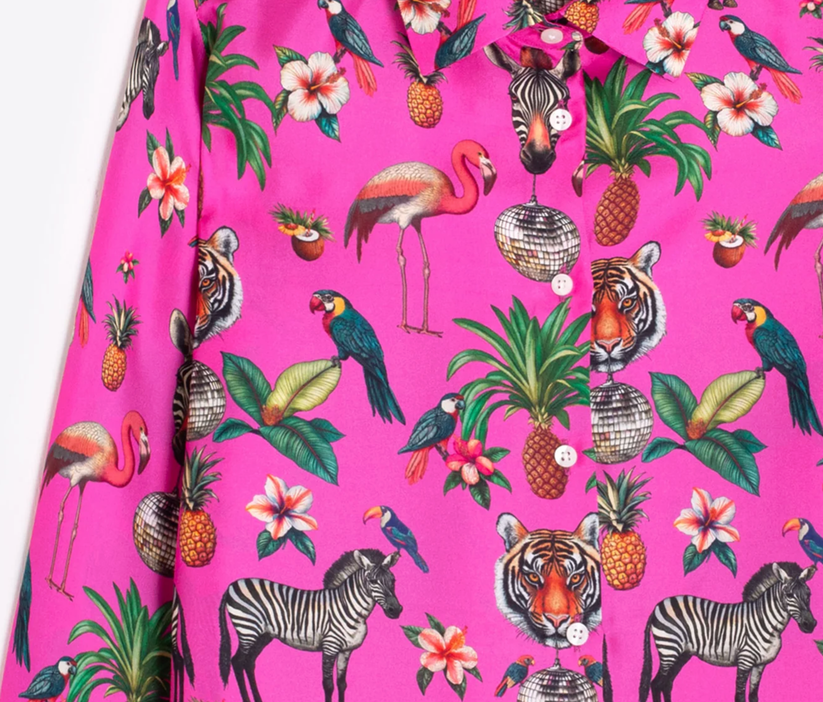 FUCHSIA SHIRT WITH JUNGLE DISCO PRINT