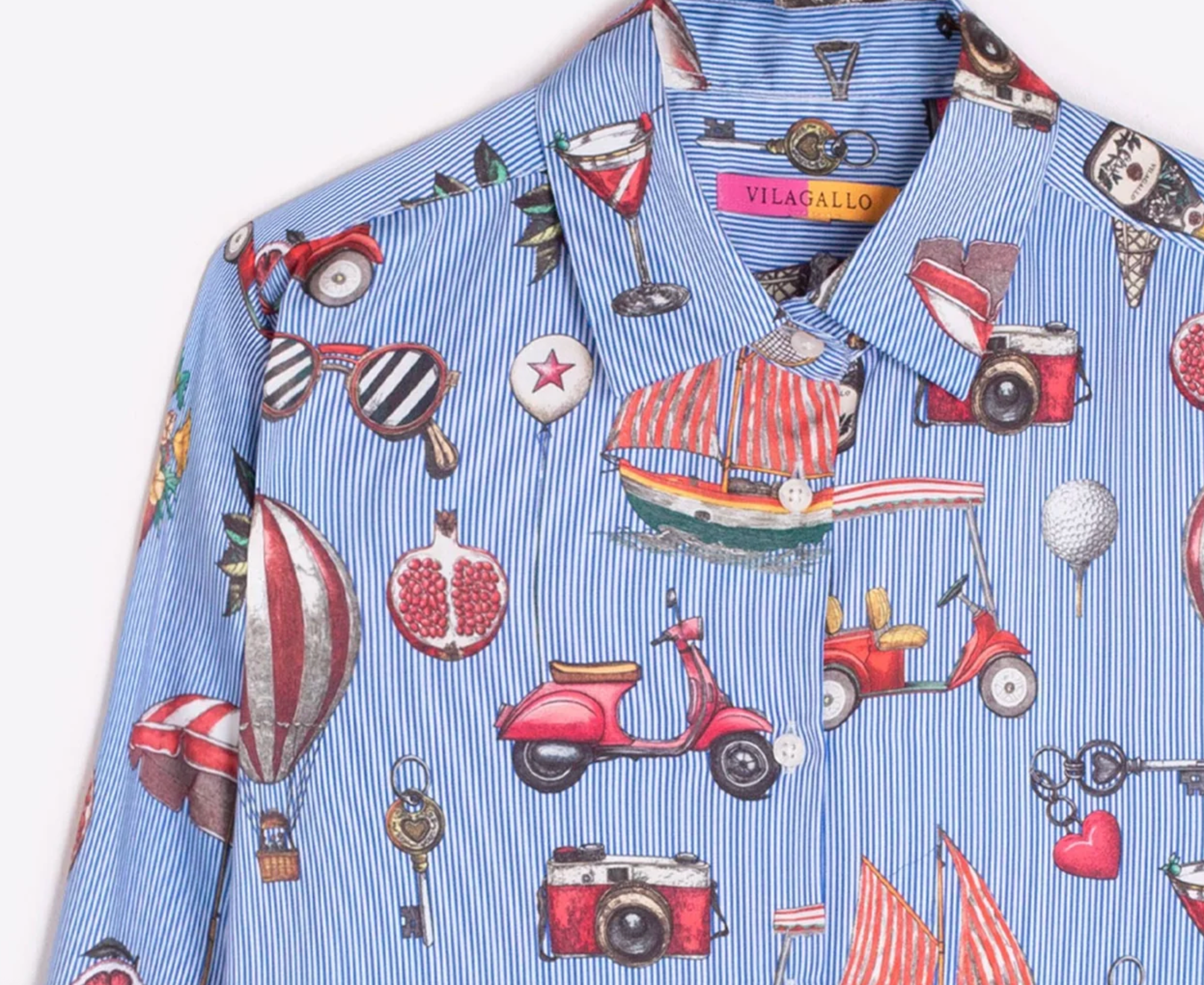 VINTAGE PRINTED BLUE SHIRT