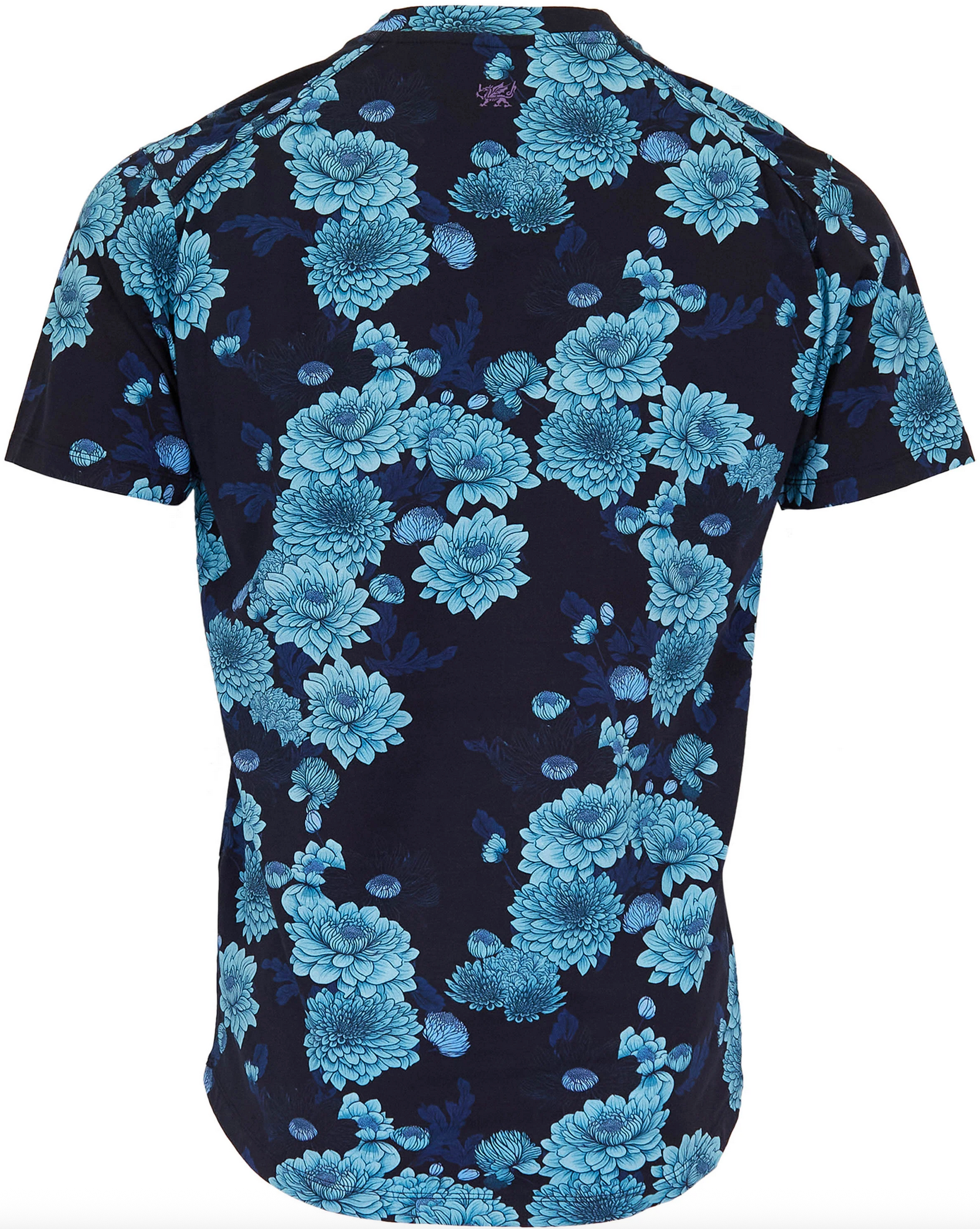 MAZE SERIOUS FLORAL V-NECK TEE - NAVY
