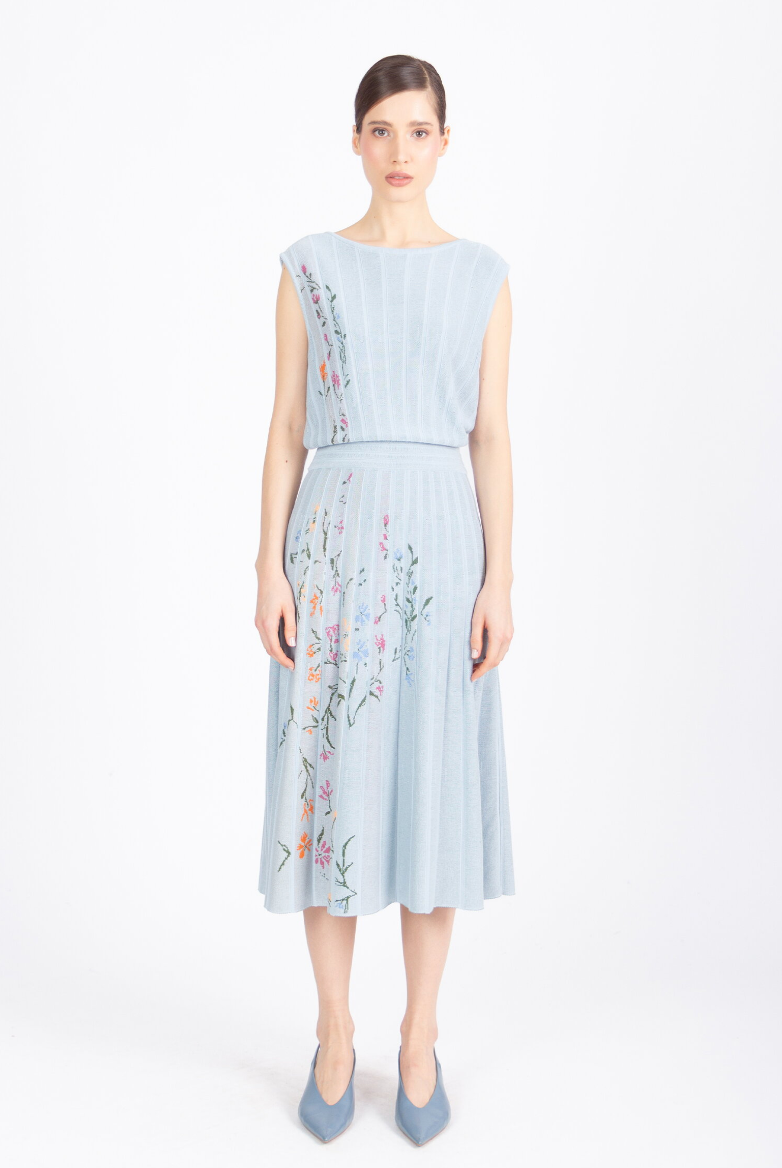 Sleeveless Dress, Floral Pattern