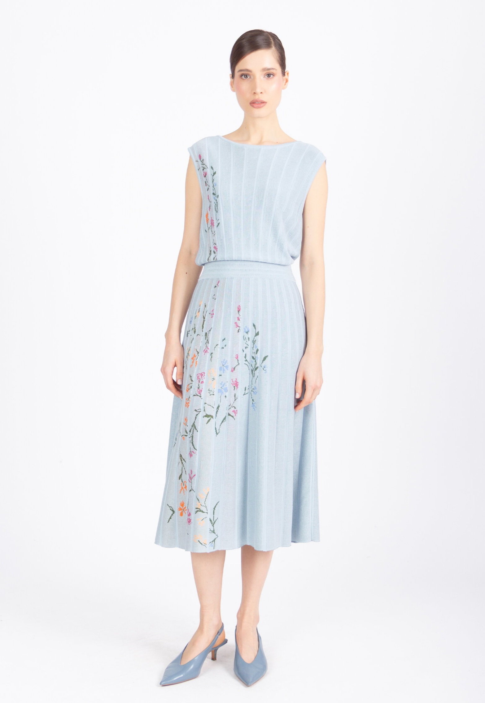 Sleeveless Dress, Floral Pattern