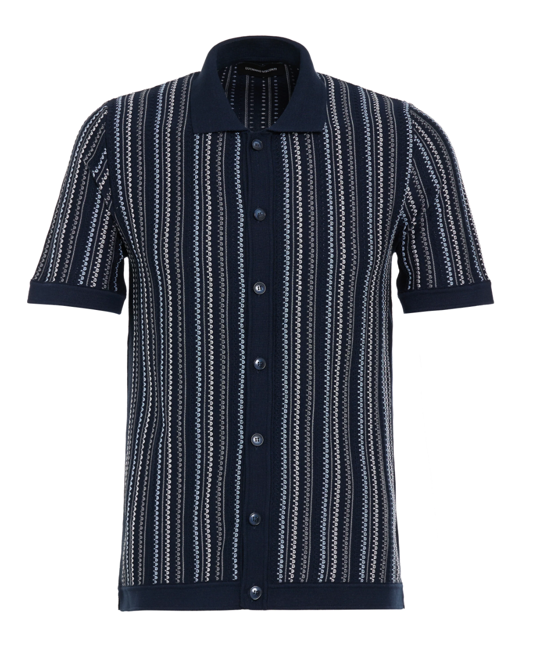 Navy Giuseppe Knit Full Button Shirt