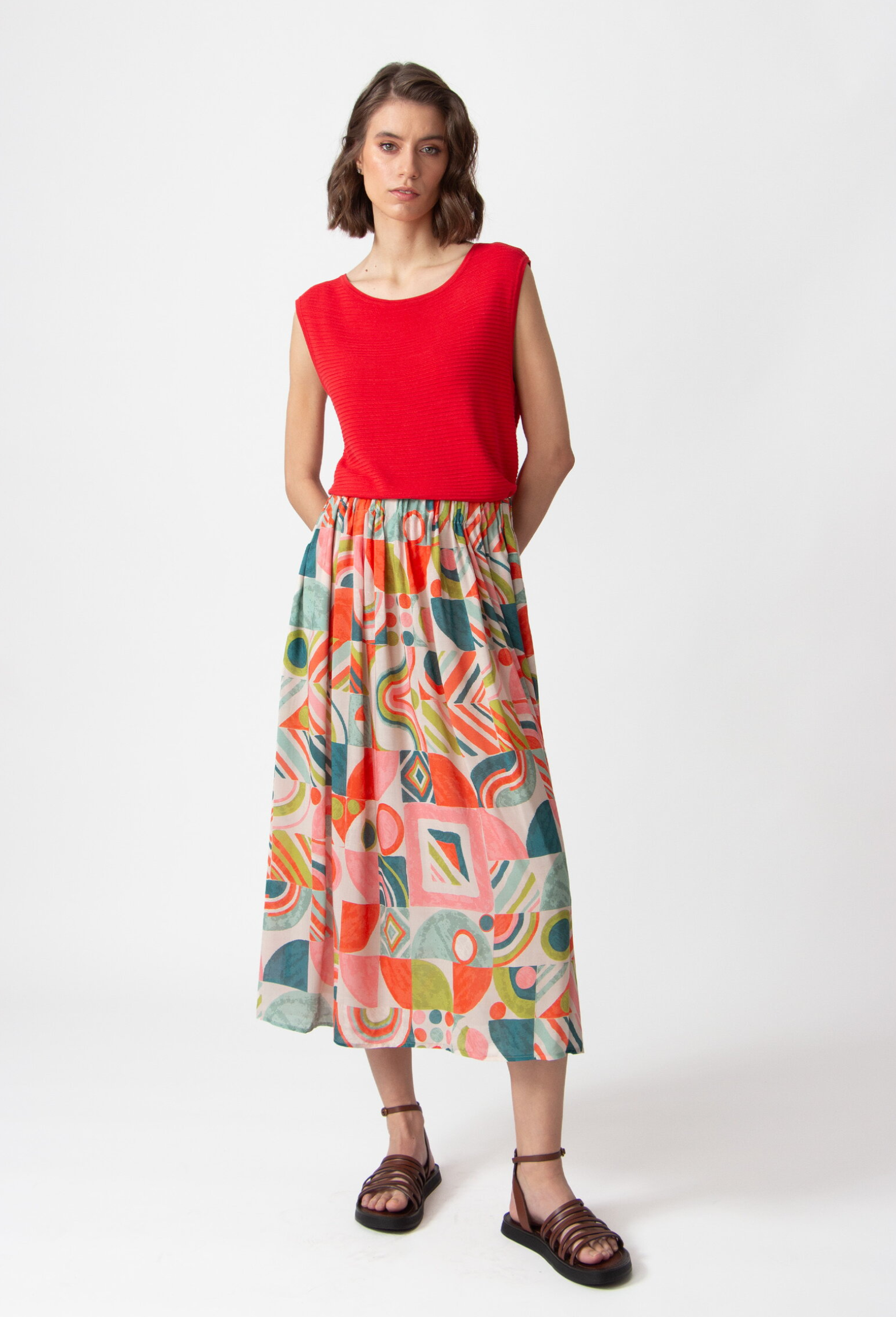 Printed Midi Skirt, Mix&Match Motif