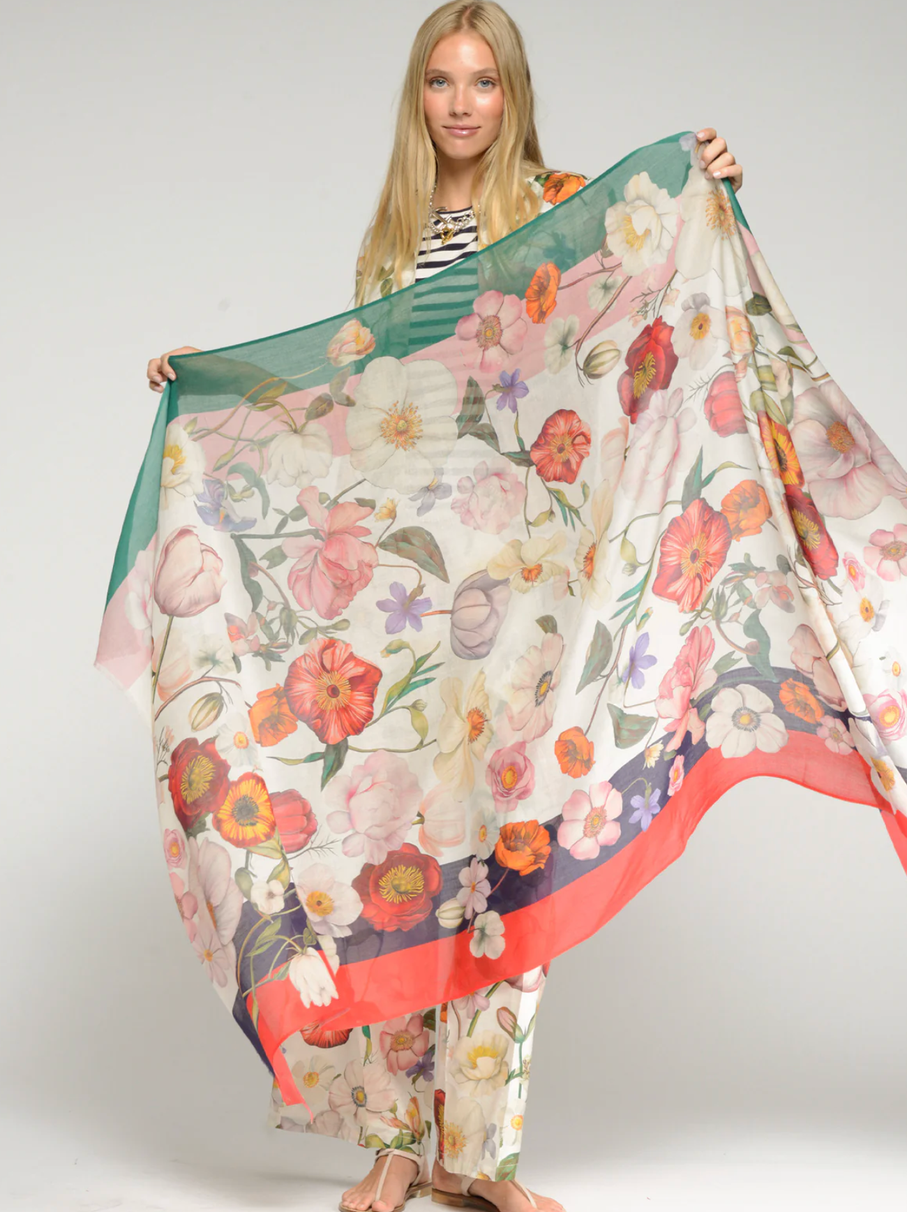 MULTICOLOUR FLORAL PRINT SCARF