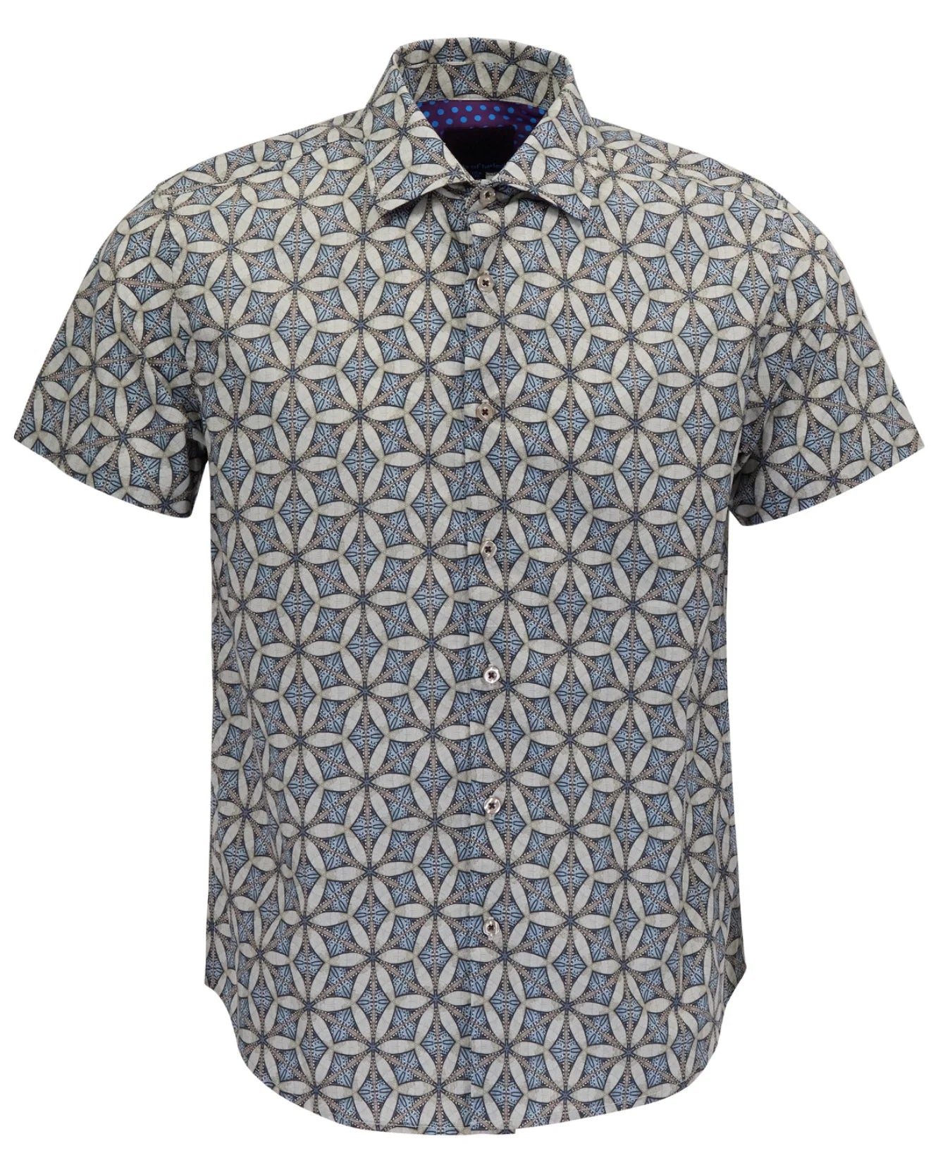 GEORGE TRIBAL NATURAL MENS PRINTED BUTTON UP SHIRT