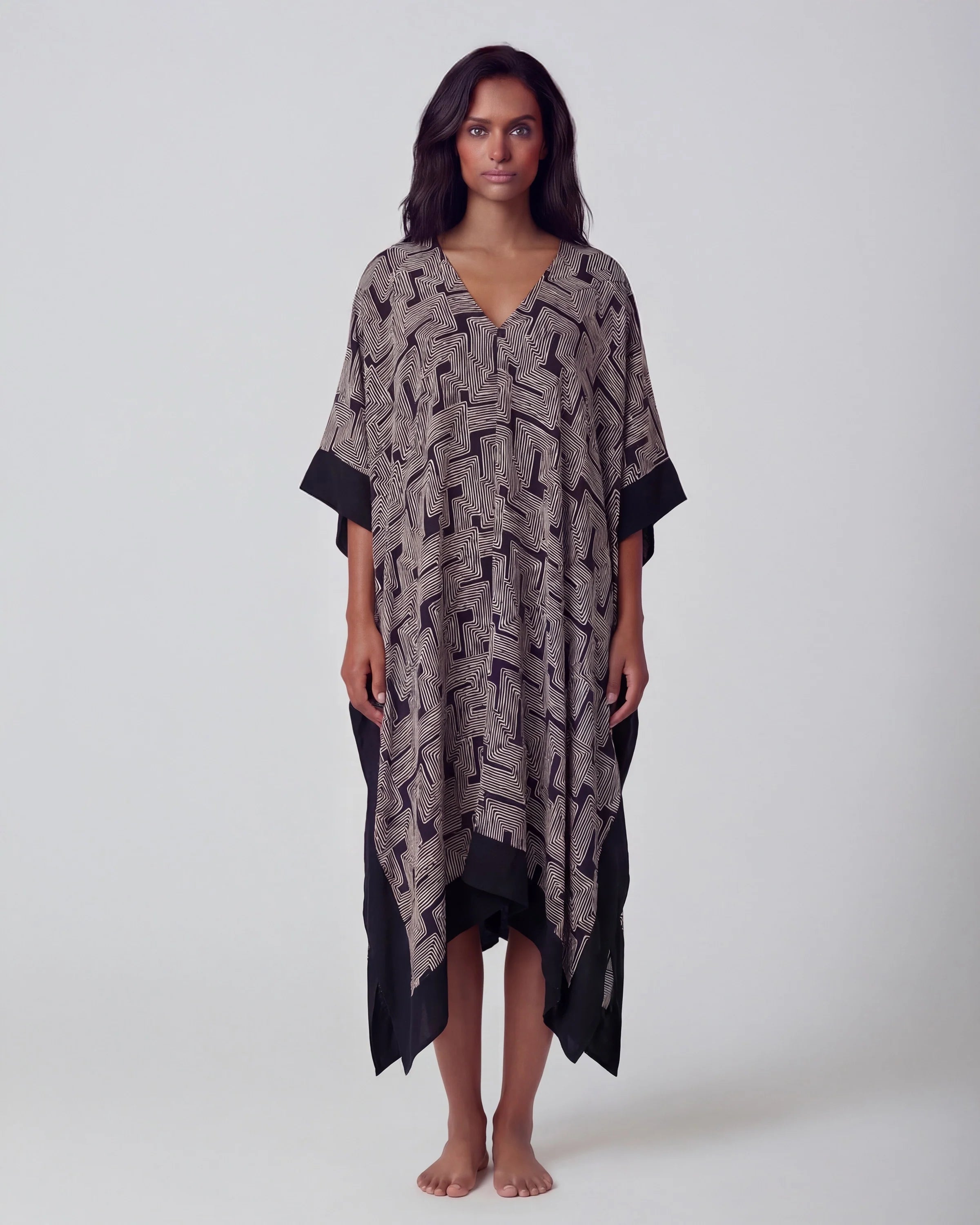 KIERA INTER TWINE BLACK KAFTAN