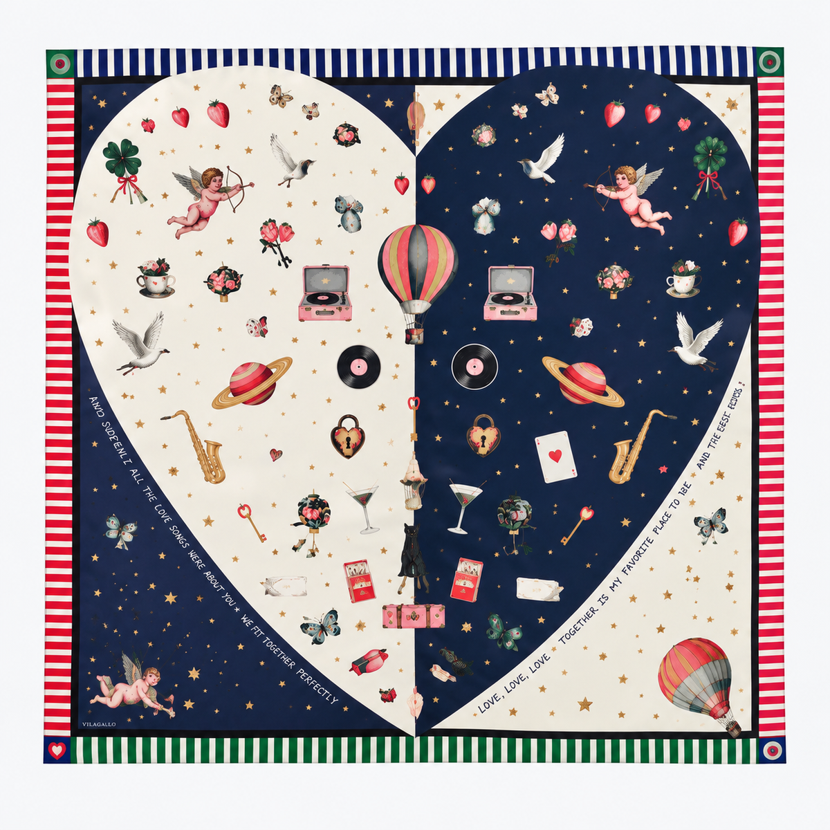 Silk Cupid Marine Raw Scarf