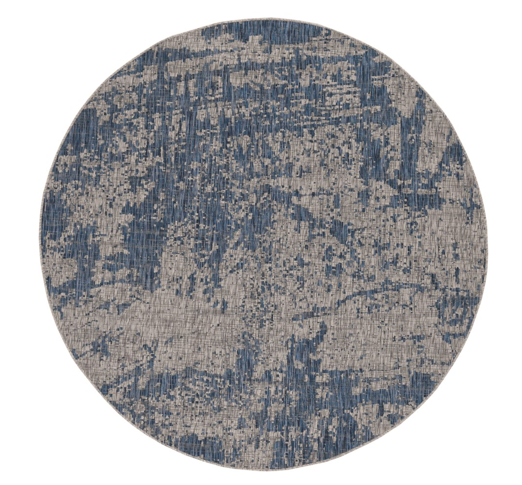Provo 5760 Grey/Denim Strokes, indoor/outdoor 7'10"round rug, floor sample