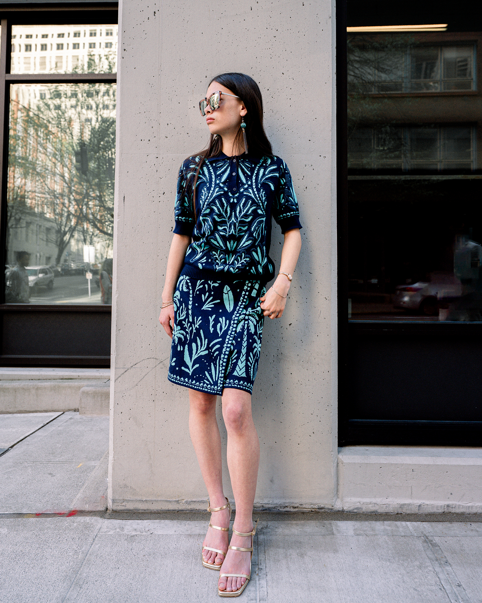 Jacquard Pullover, Urban Botanic Pattern