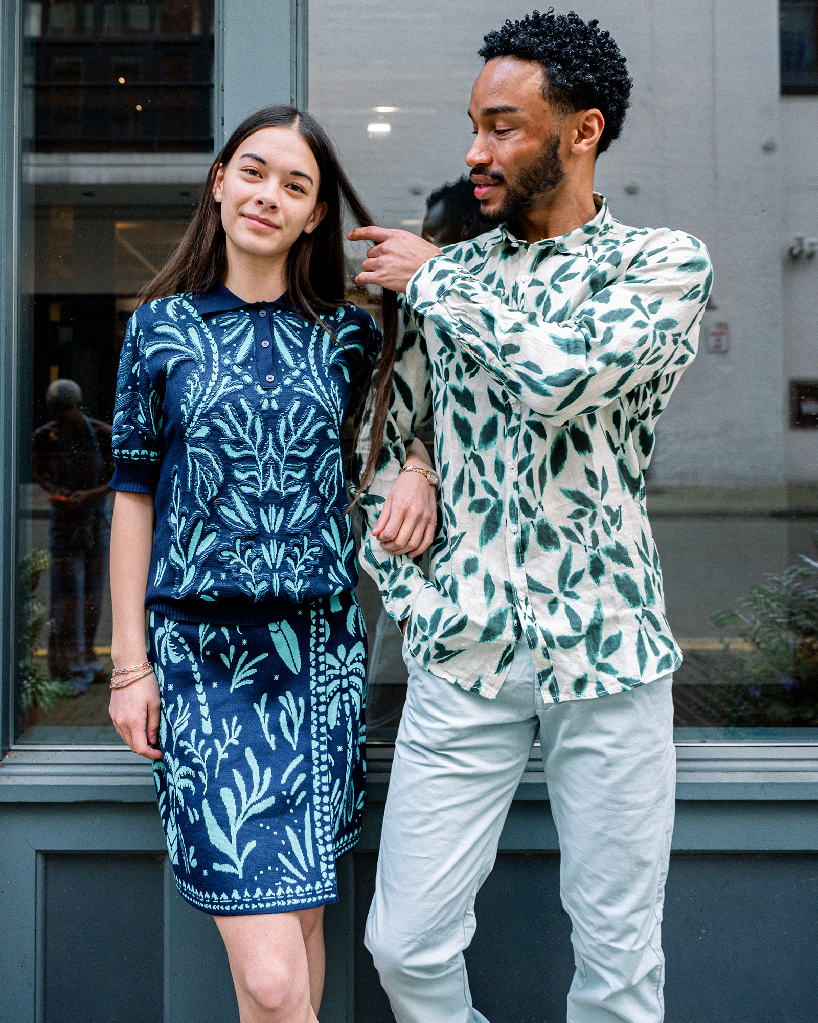 Jacquard Pullover, Urban Botanic Pattern