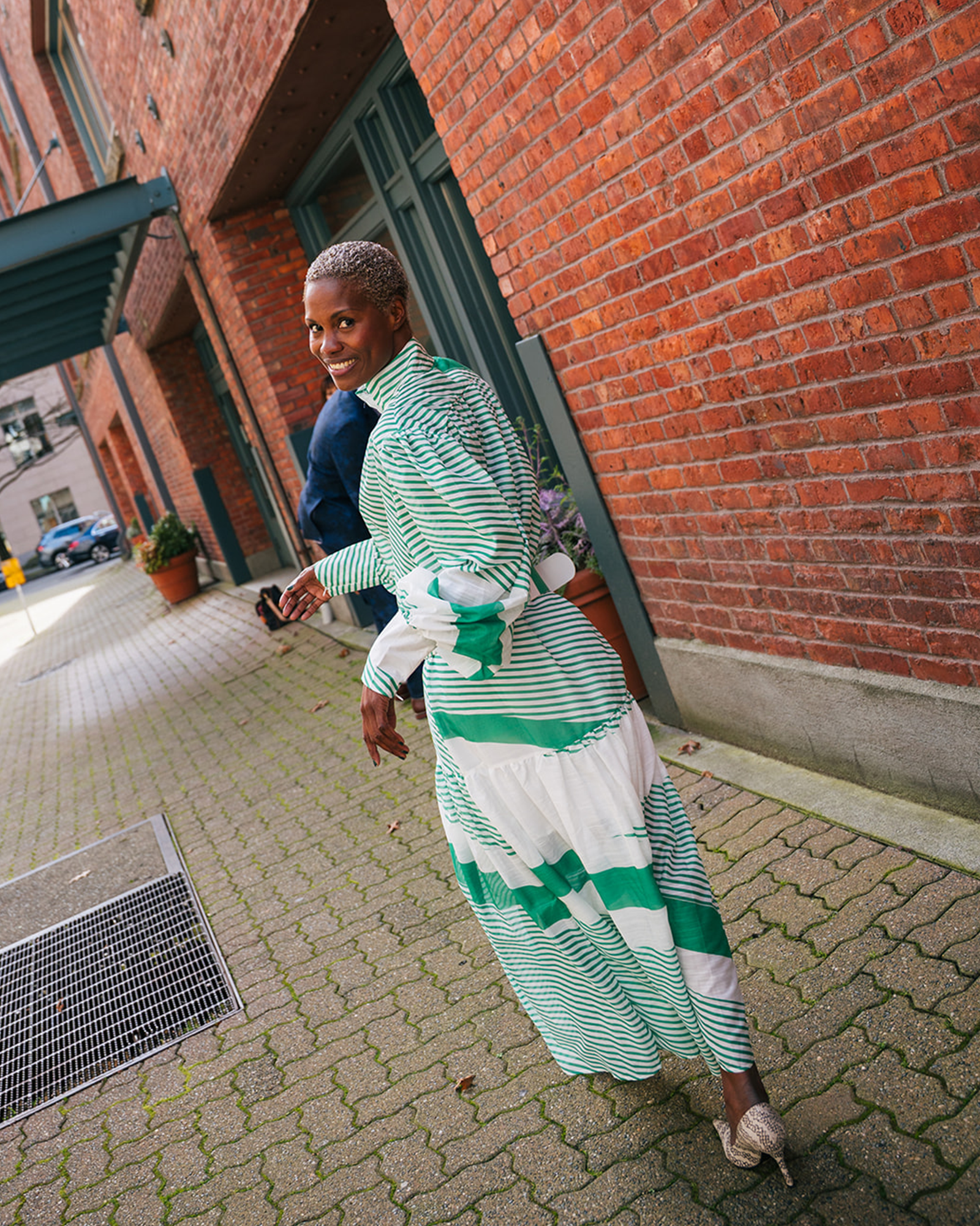 Green & White dress