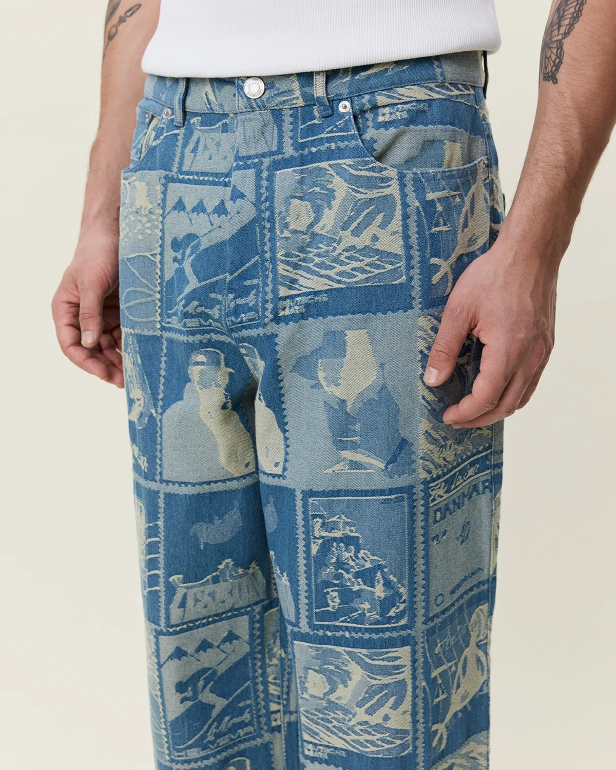 Roi Stamp Jacquard Denim Jeans
