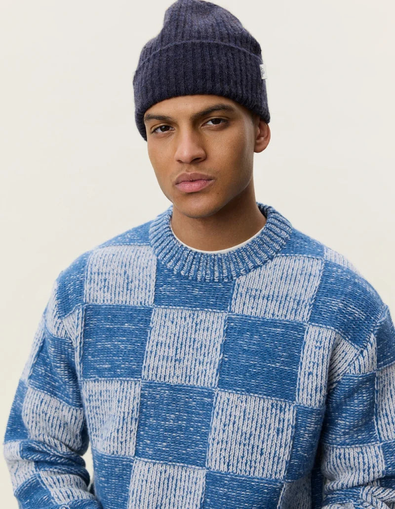 Check Knit - Dark Denim Blue