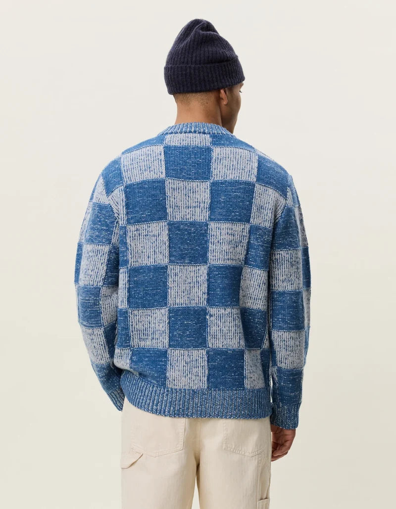 Check Knit - Dark Denim Blue