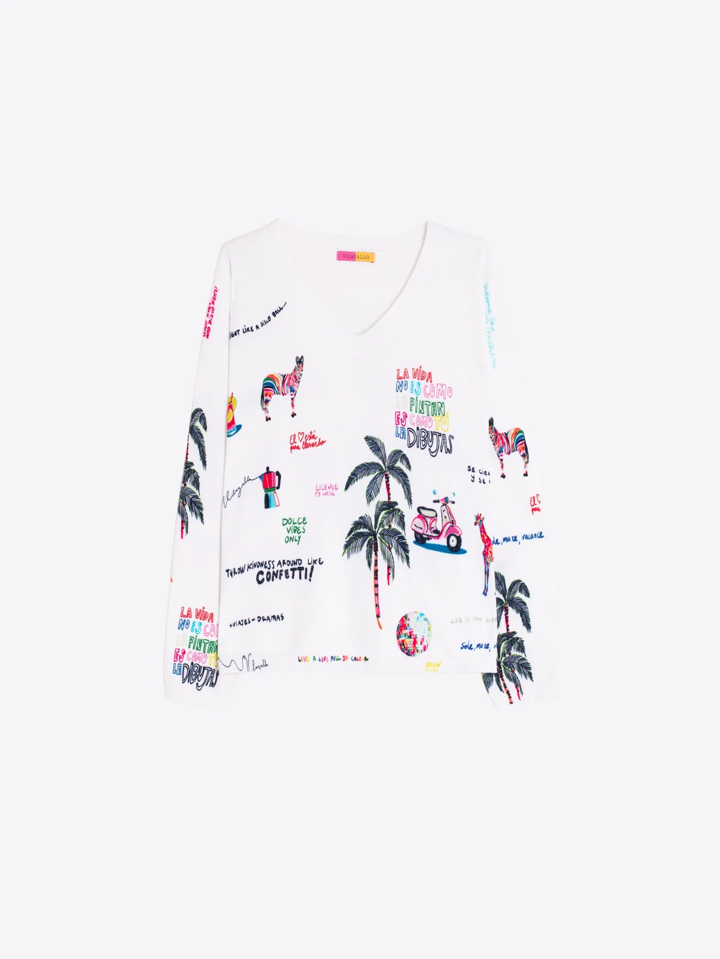 QUIRKY PRINTED WHITE JERSEY