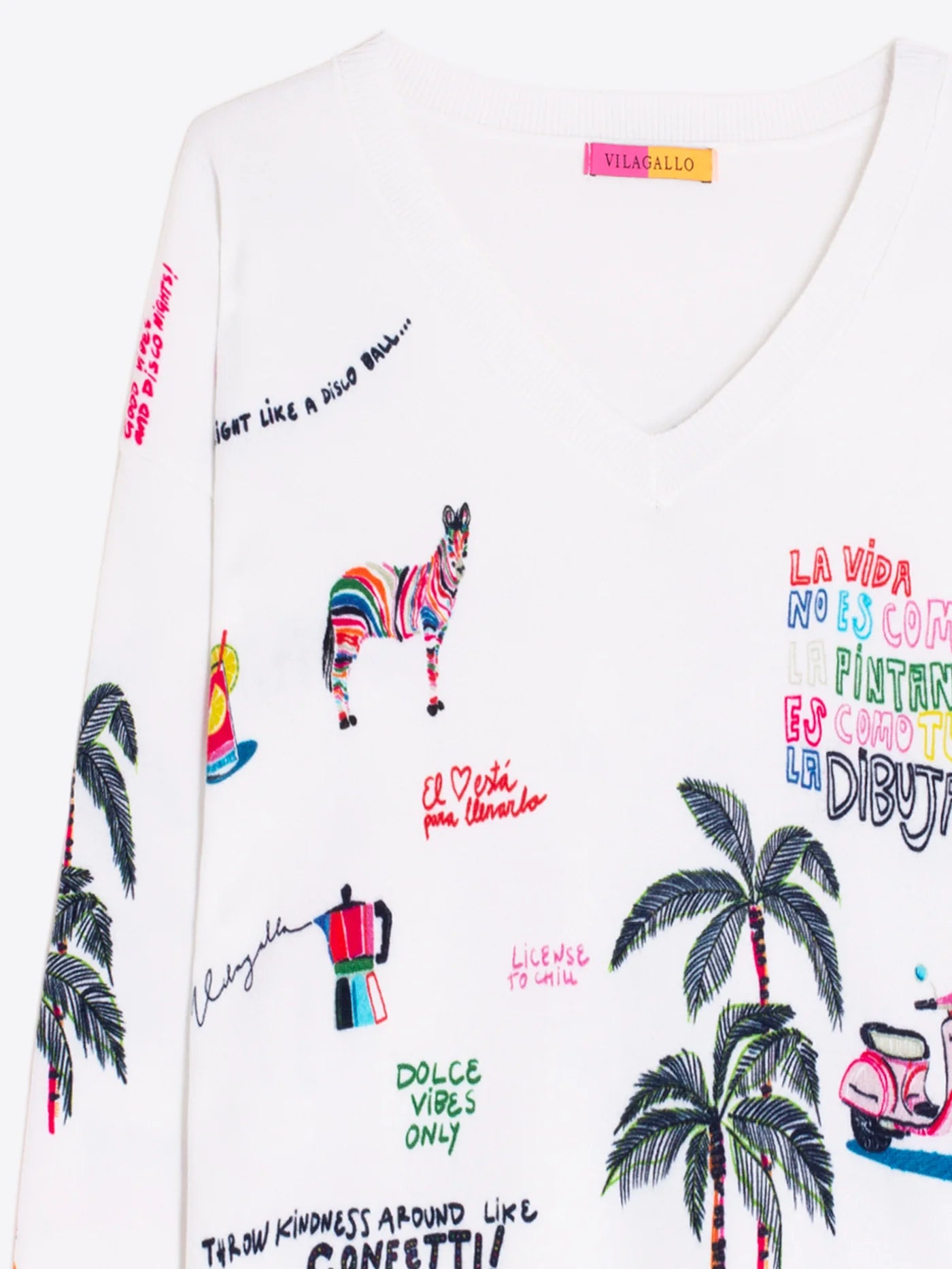 QUIRKY PRINTED WHITE JERSEY