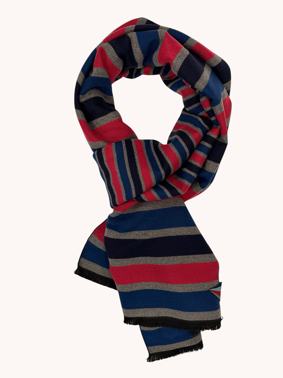 Red Multicolored Striped Scarf