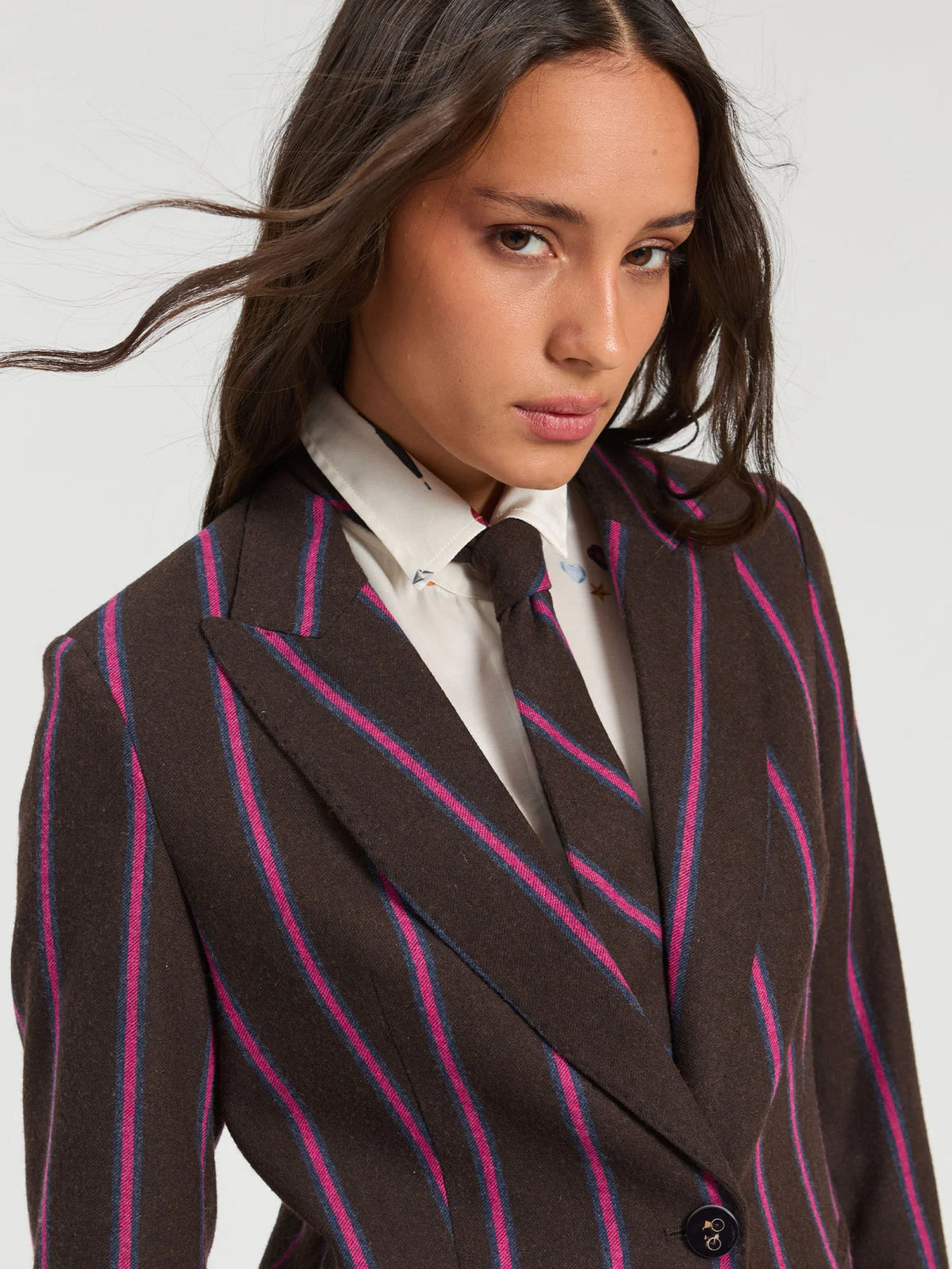 Vilagallo Brown Pink & Blue Striped Tie