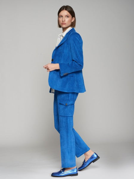 Blue Corduroy Trousers with Side Pocket