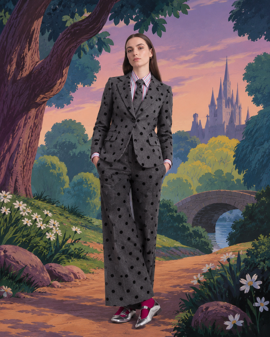 GREY FLOCKED POLKA DOT JACKET