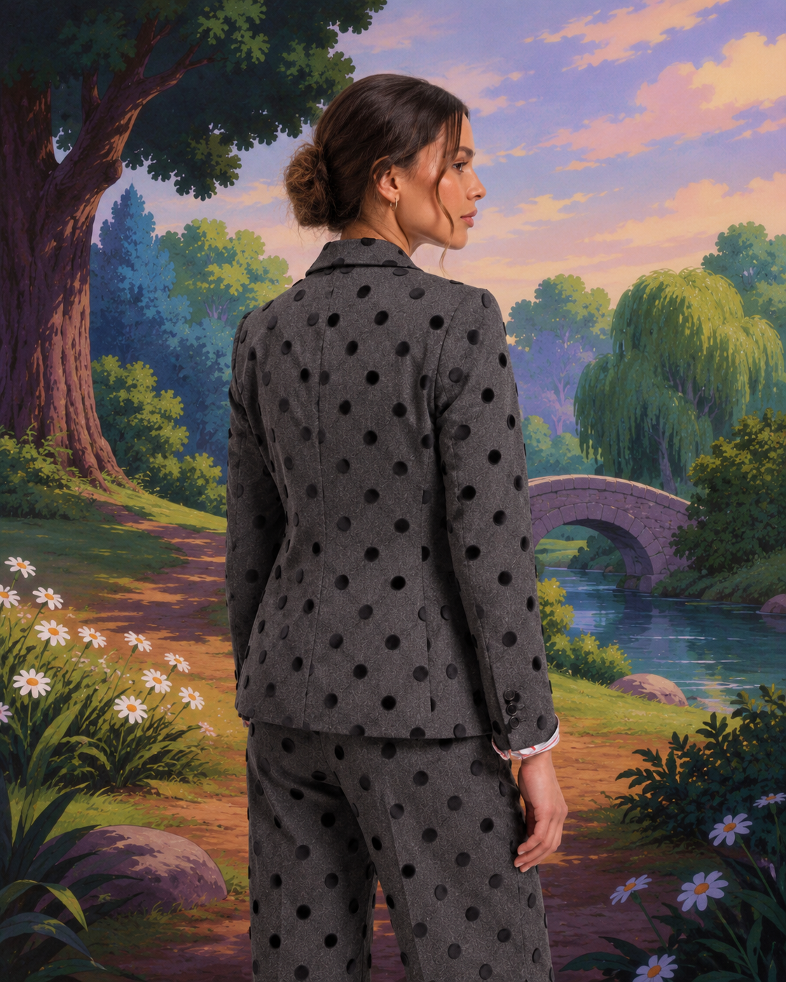 GREY FLOCKED POLKA DOT JACKET