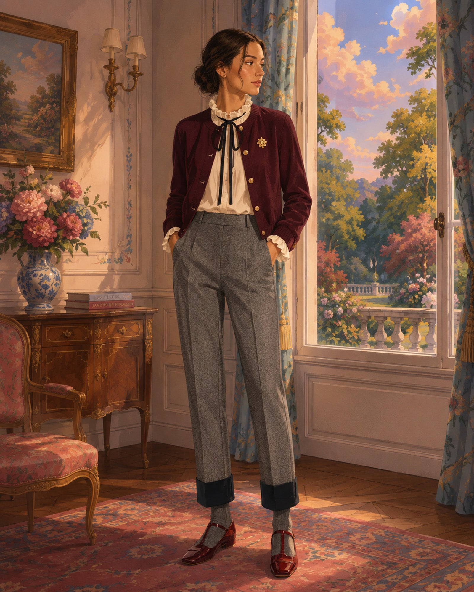 GRAY MARL PANTS
