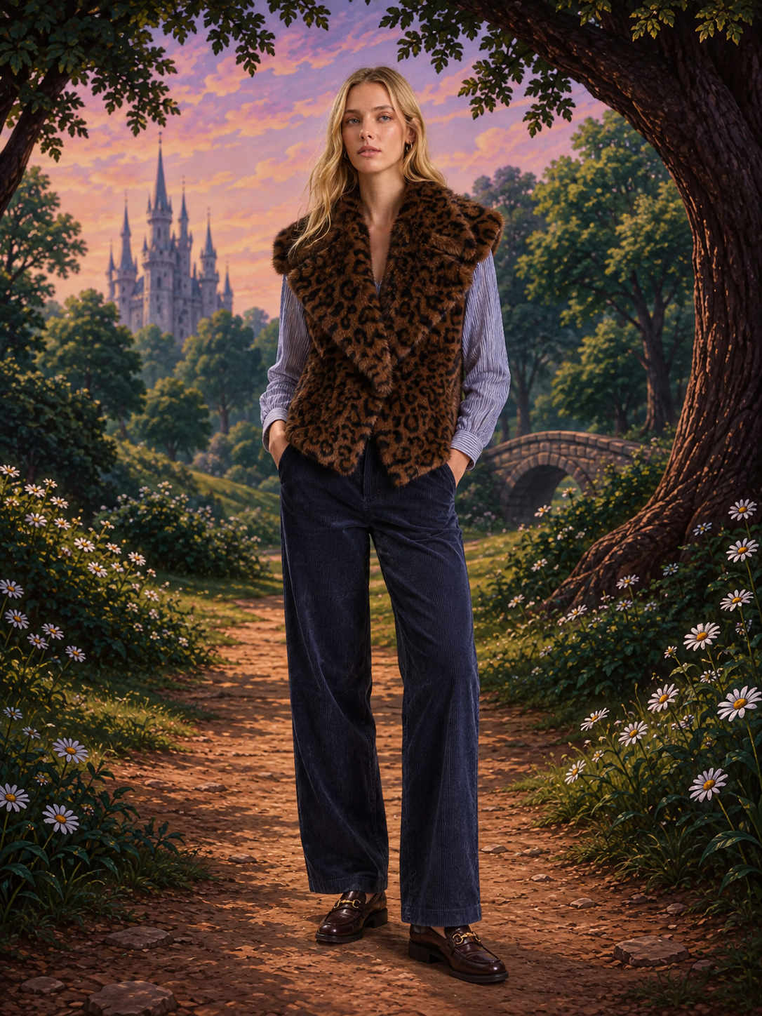 ANIMAL PRINT FAUX FUR COLLAR