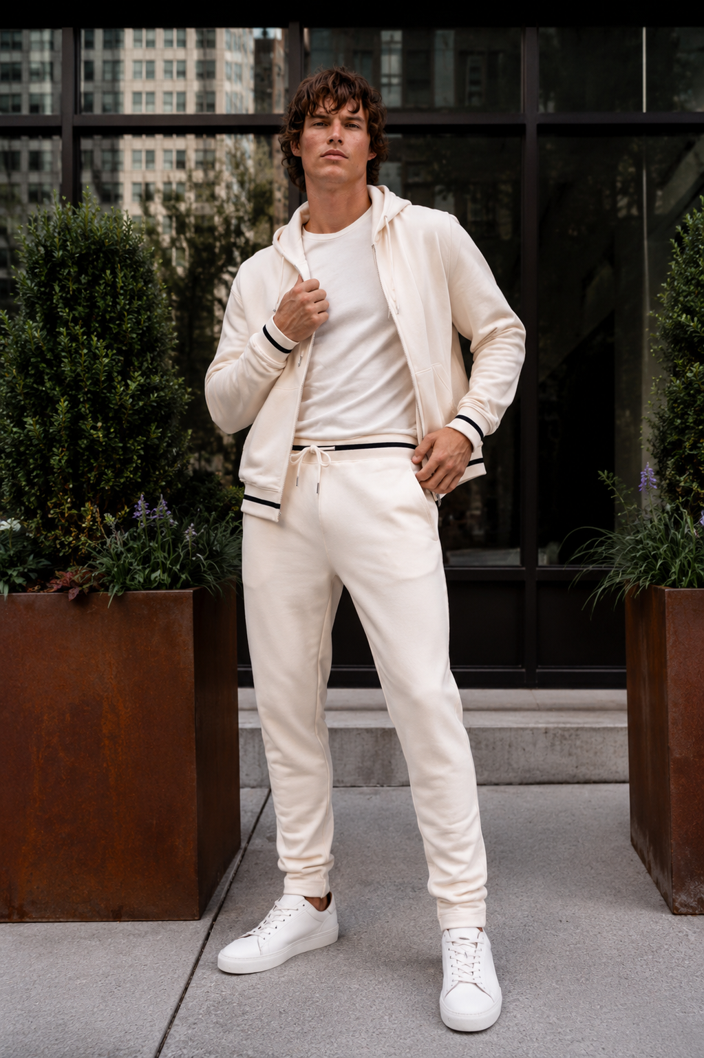 Cotton Zip Up White