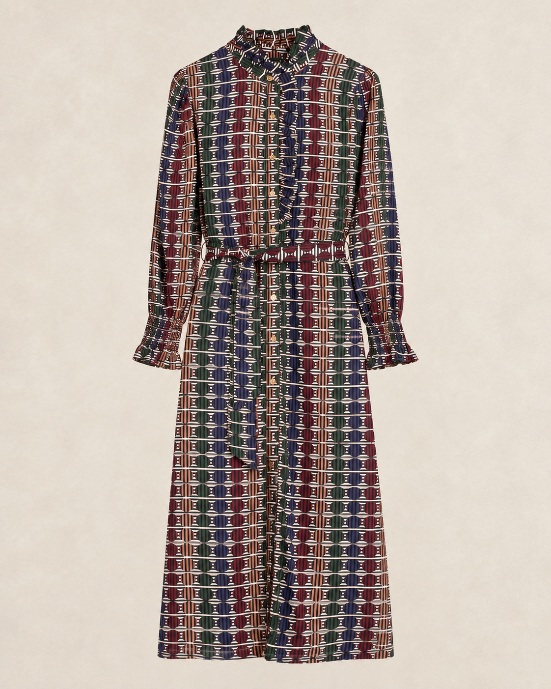 Geo Circle Stripe Midi Dress