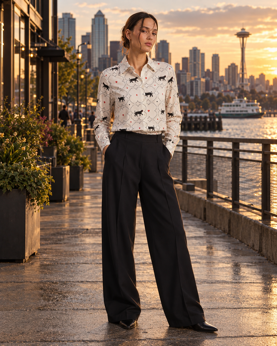Geometric Panter Print Shirt