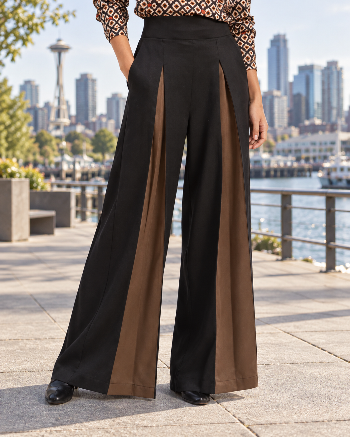 Two-Tone Palazzo Pants