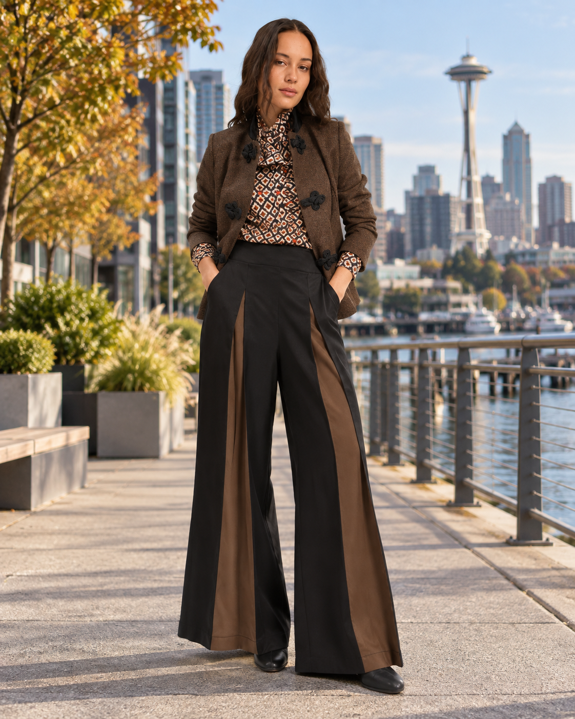 Two-Tone Palazzo Pants