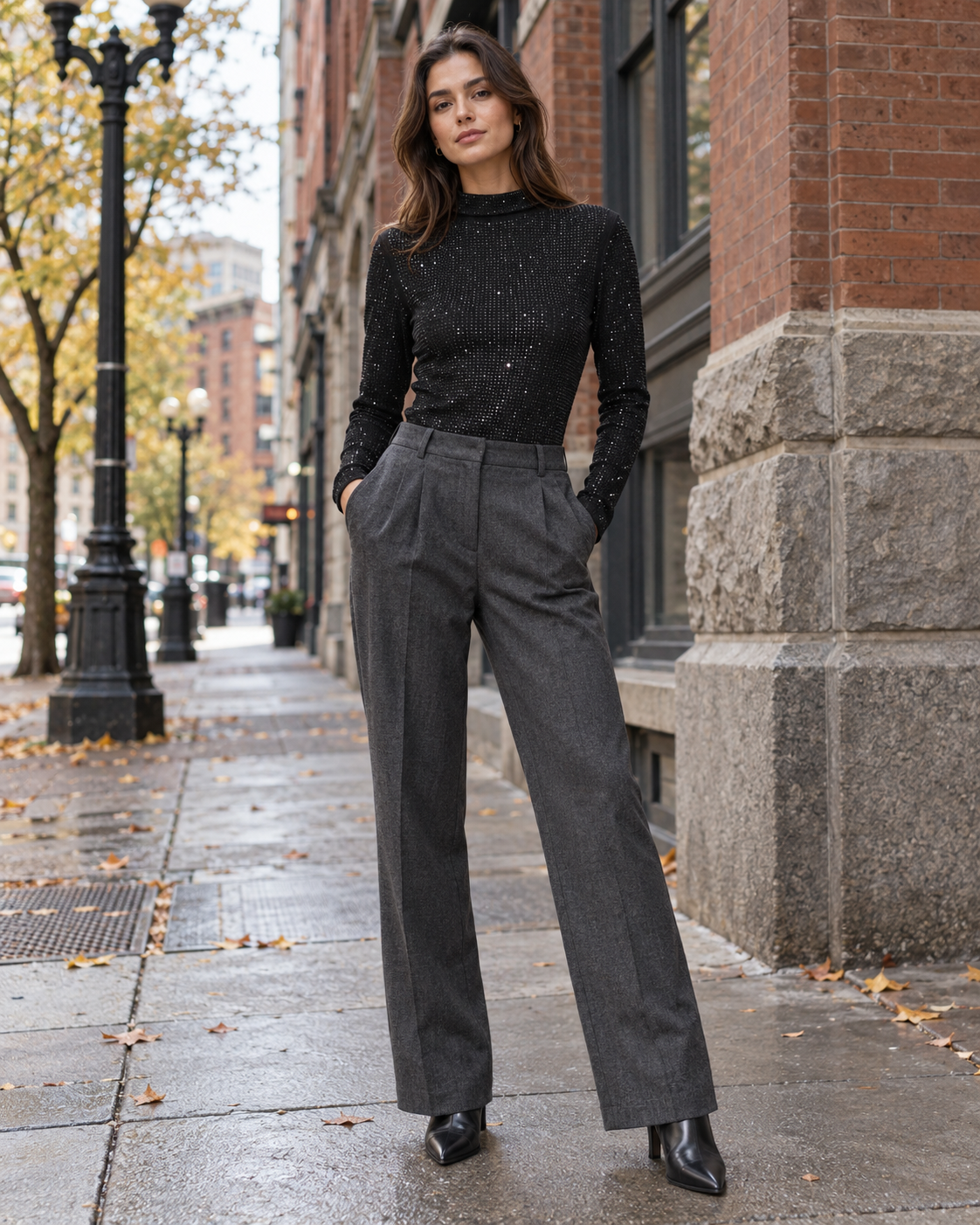 Rhinestone Mock Neck Top
