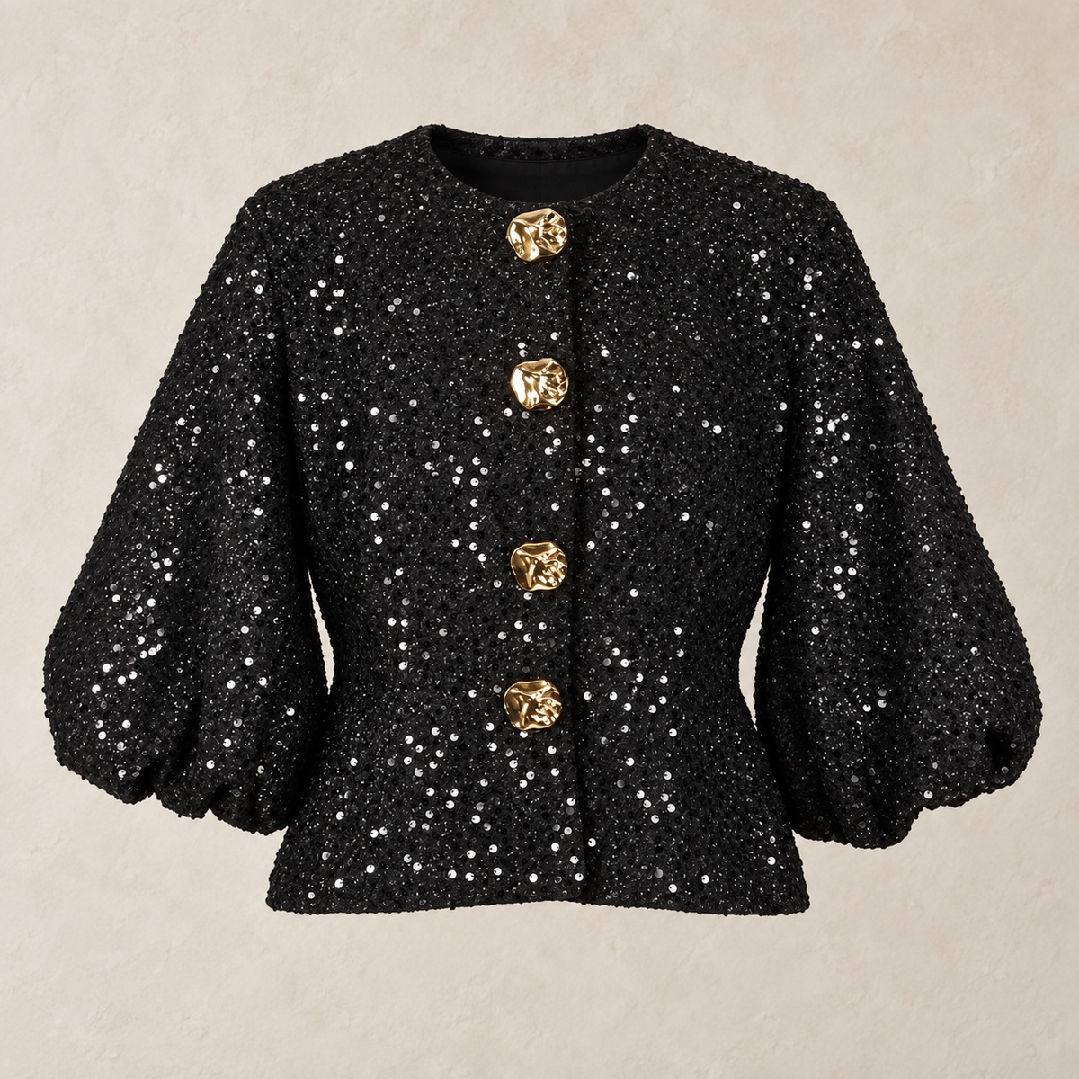Sequin Balloon Sleeve Jacket