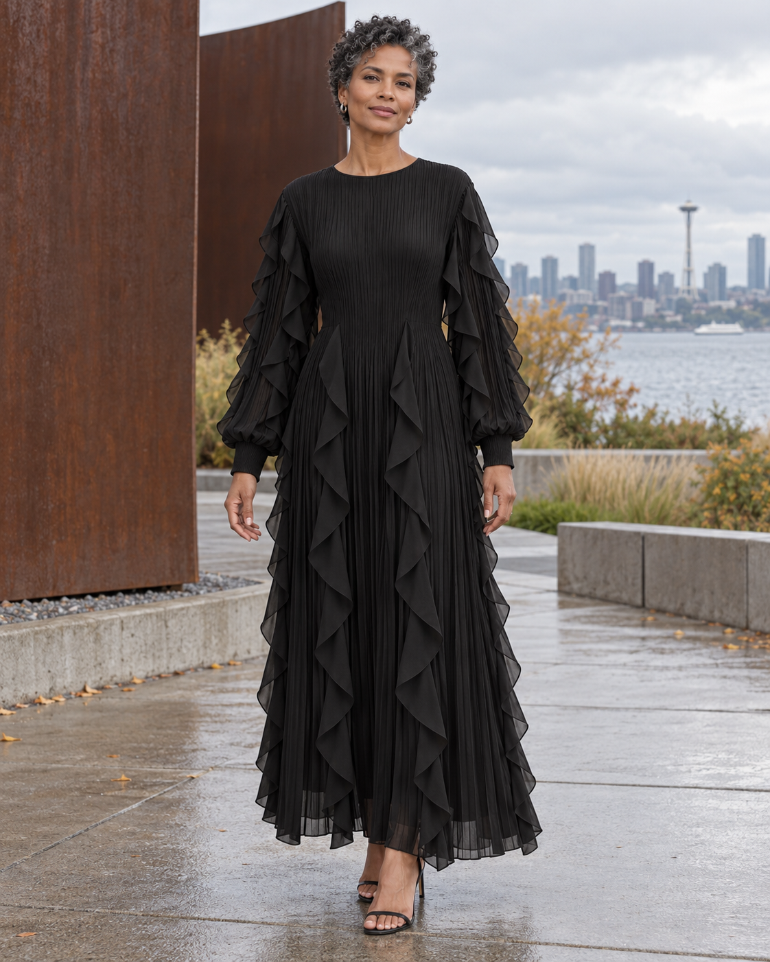 Ruffle Cascade Maxi Dress