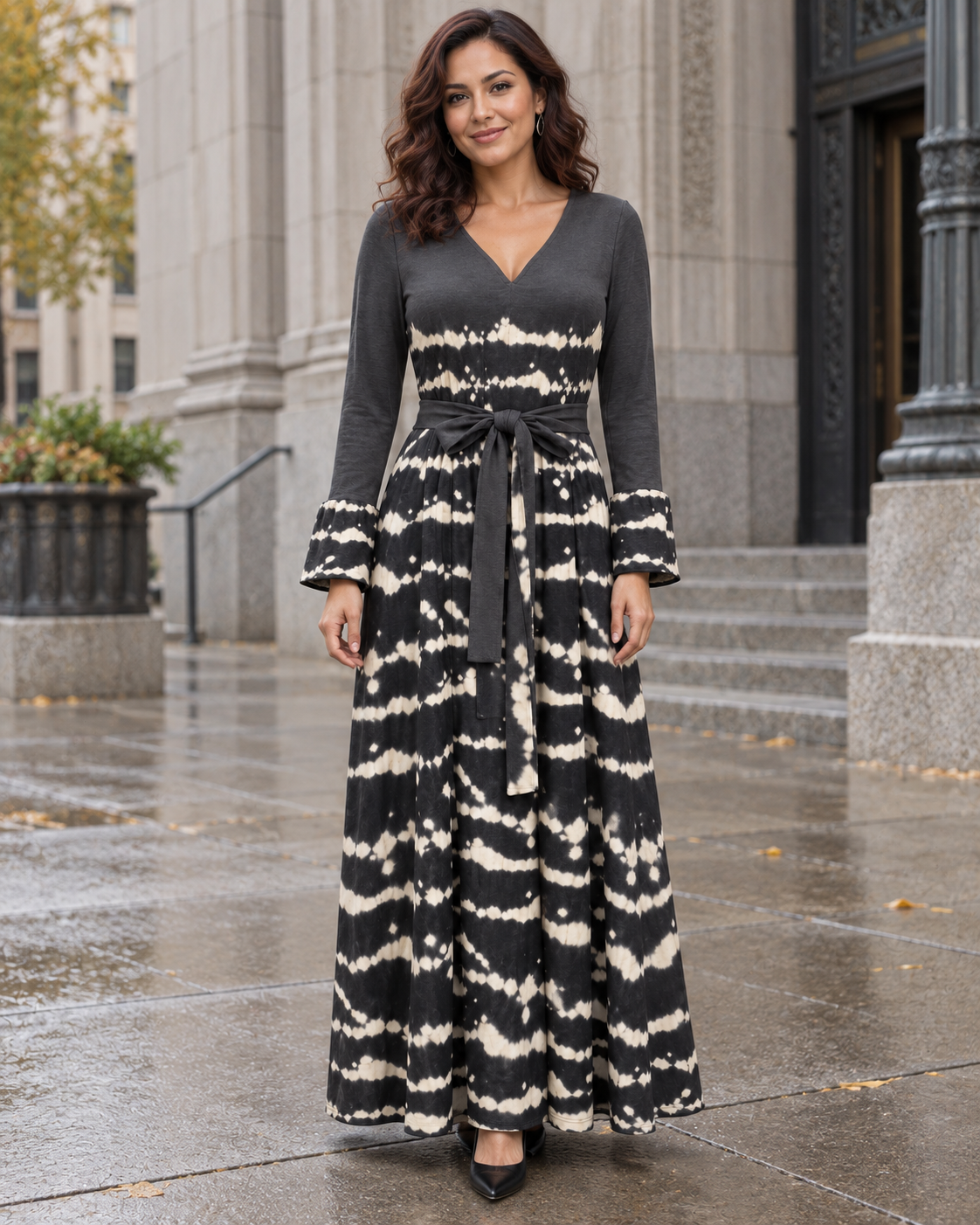 Abstract Tie-Dye Midi Dress