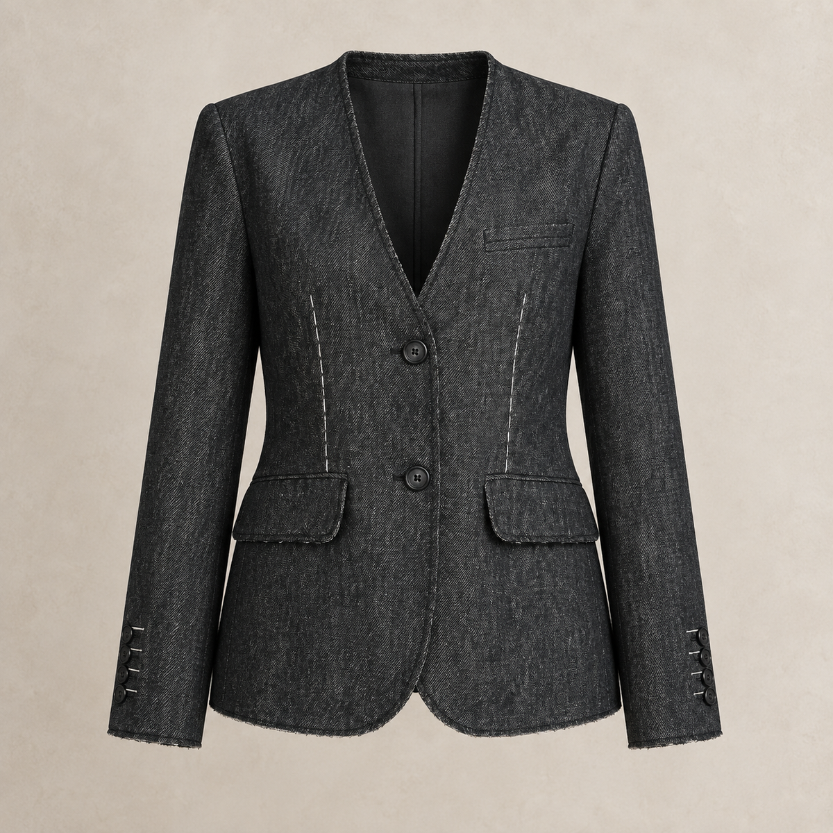 Textured V-Neck Utility Blazer
