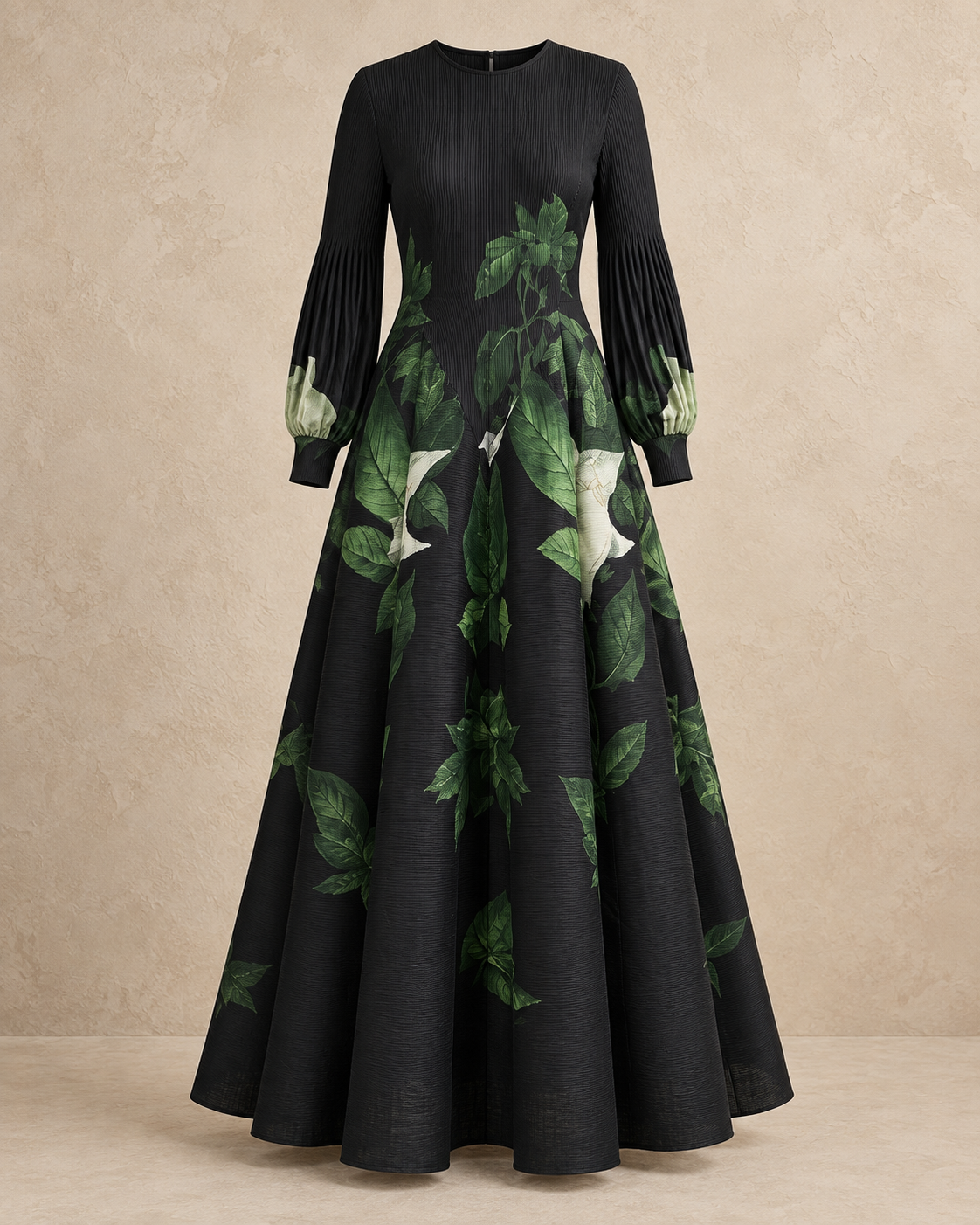 Botanical Print Flare Dress