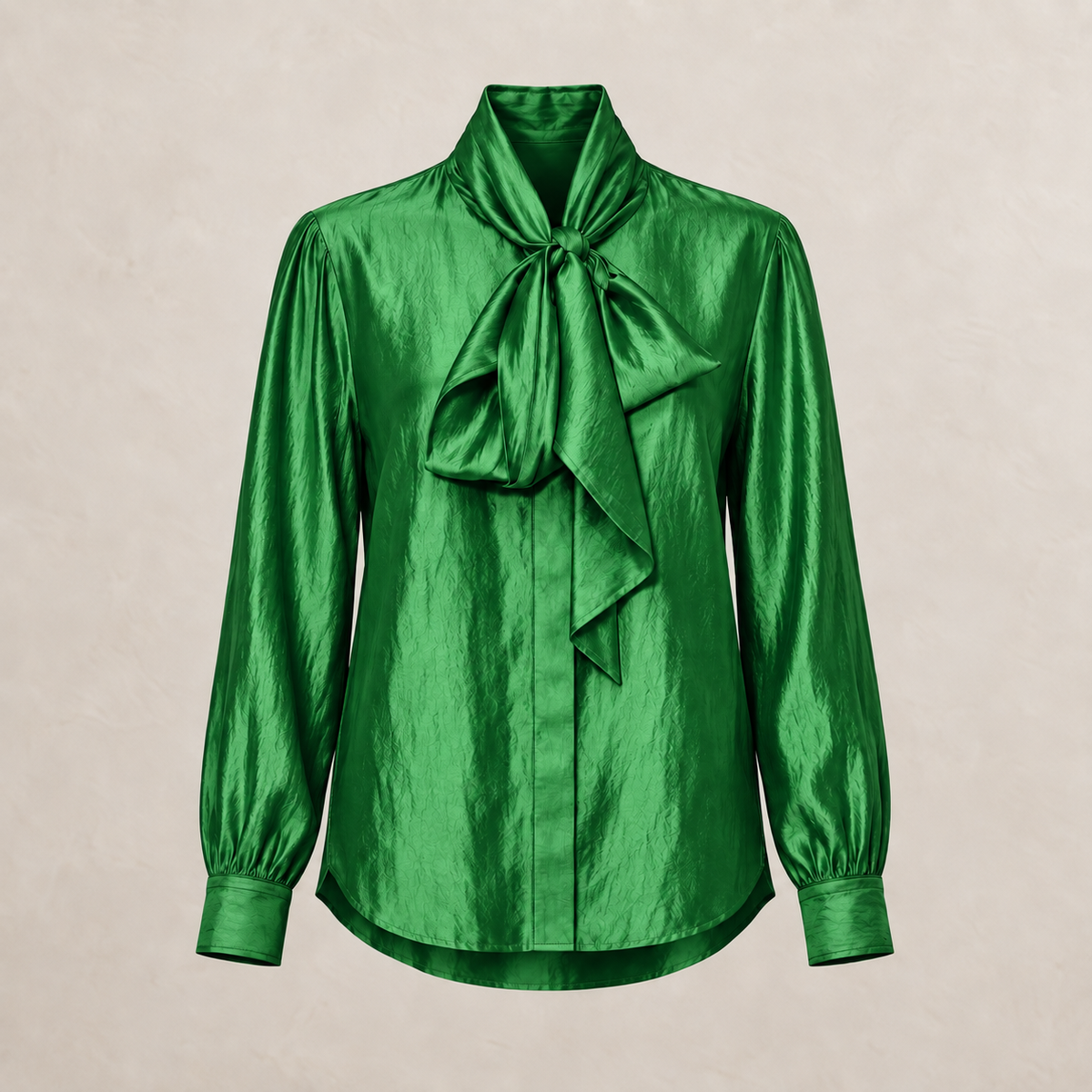 Satin Draped Bow Blouse