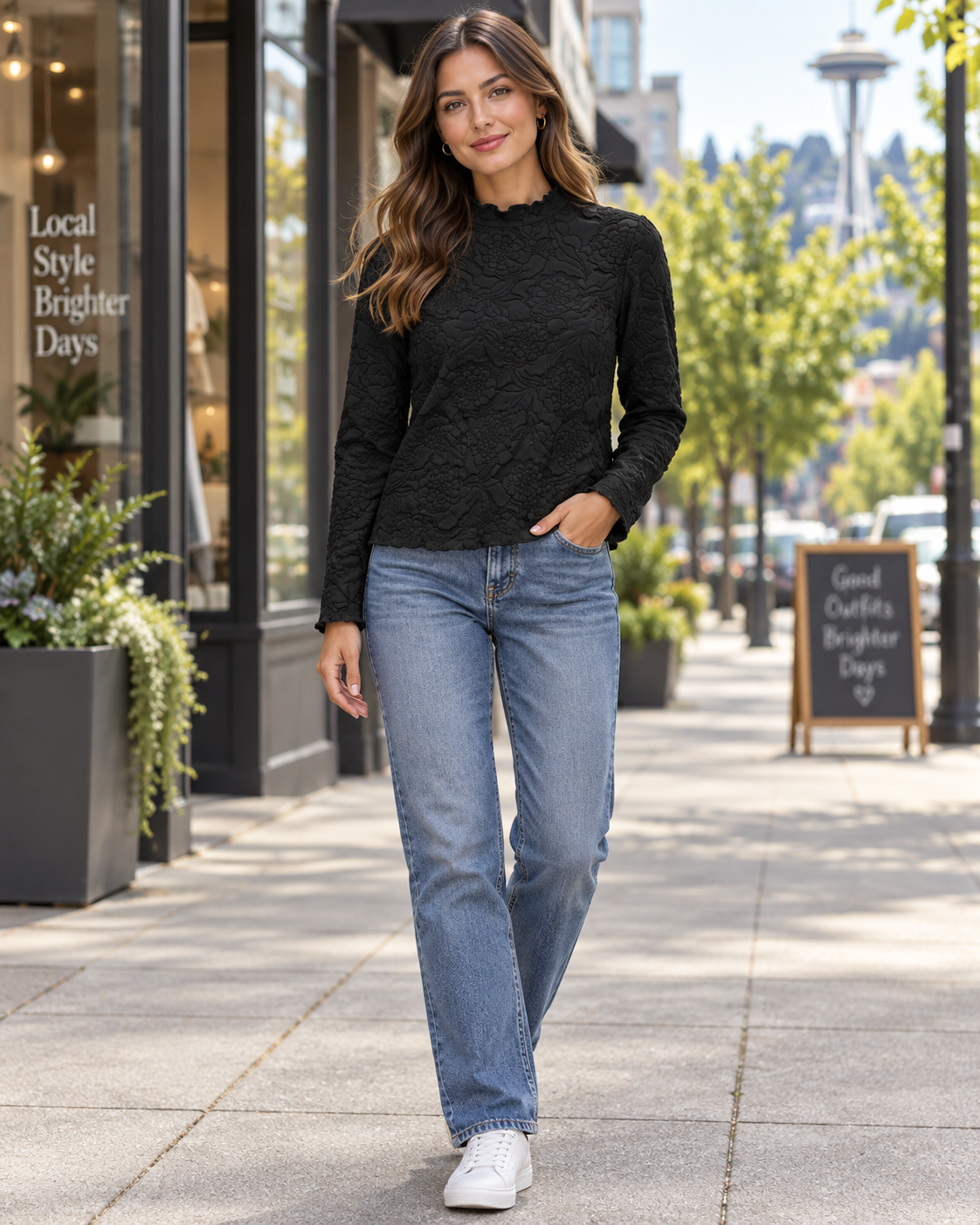 Floral Mock Neck Top