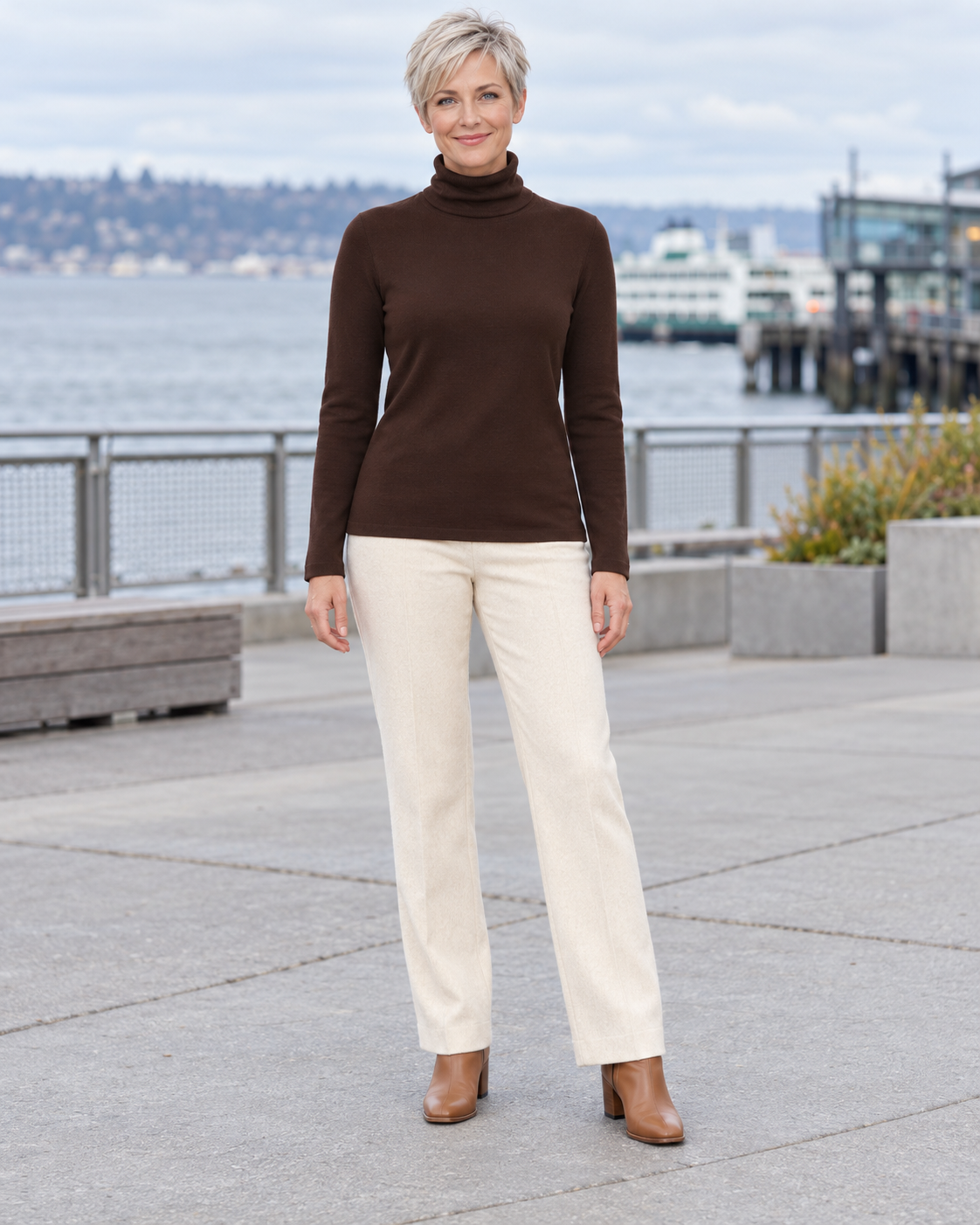 Fine Knit Roll-Neck Pullover